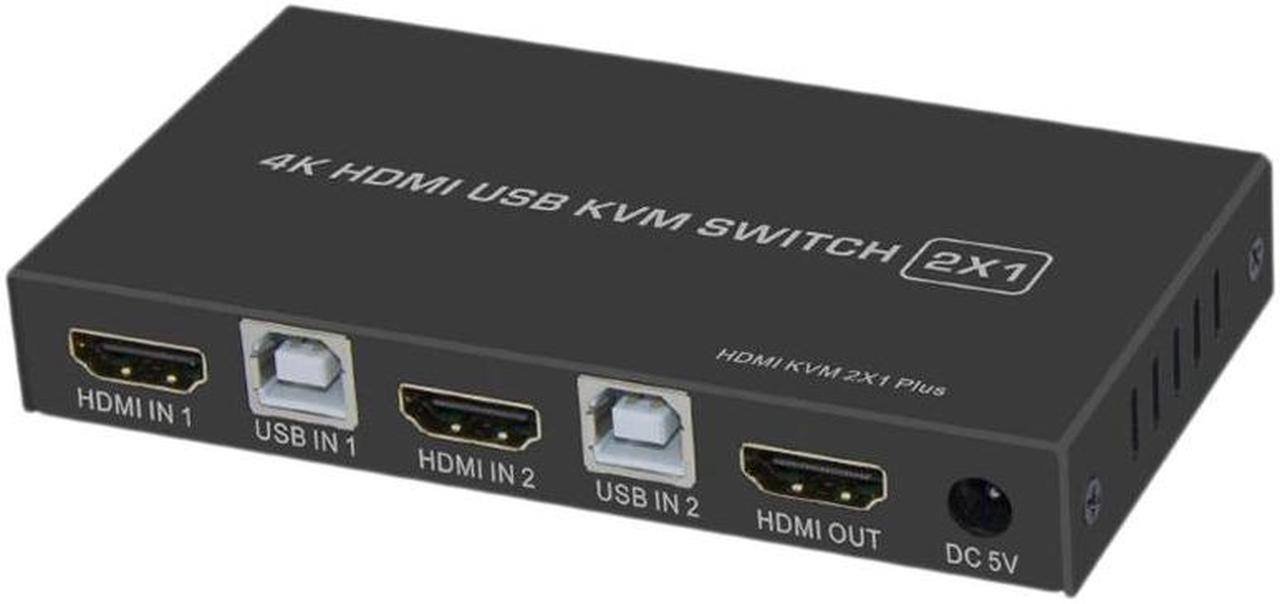 4K HDMI KVM Switch 2In 1Out USB HDMI1.4 KVM Switcher Splitter Support Remote Wake-Up for Keyboard Mouse Printer Monitor