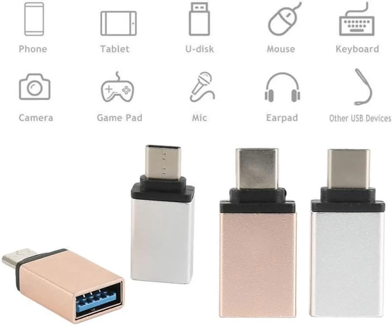 Alt view image 2 of 5 - Sale 5/3/1PCS USB-C Type C Male To USB 3.0 Female OTG  Sync Adapter  Charge Micro USB Cable For Mole Phone