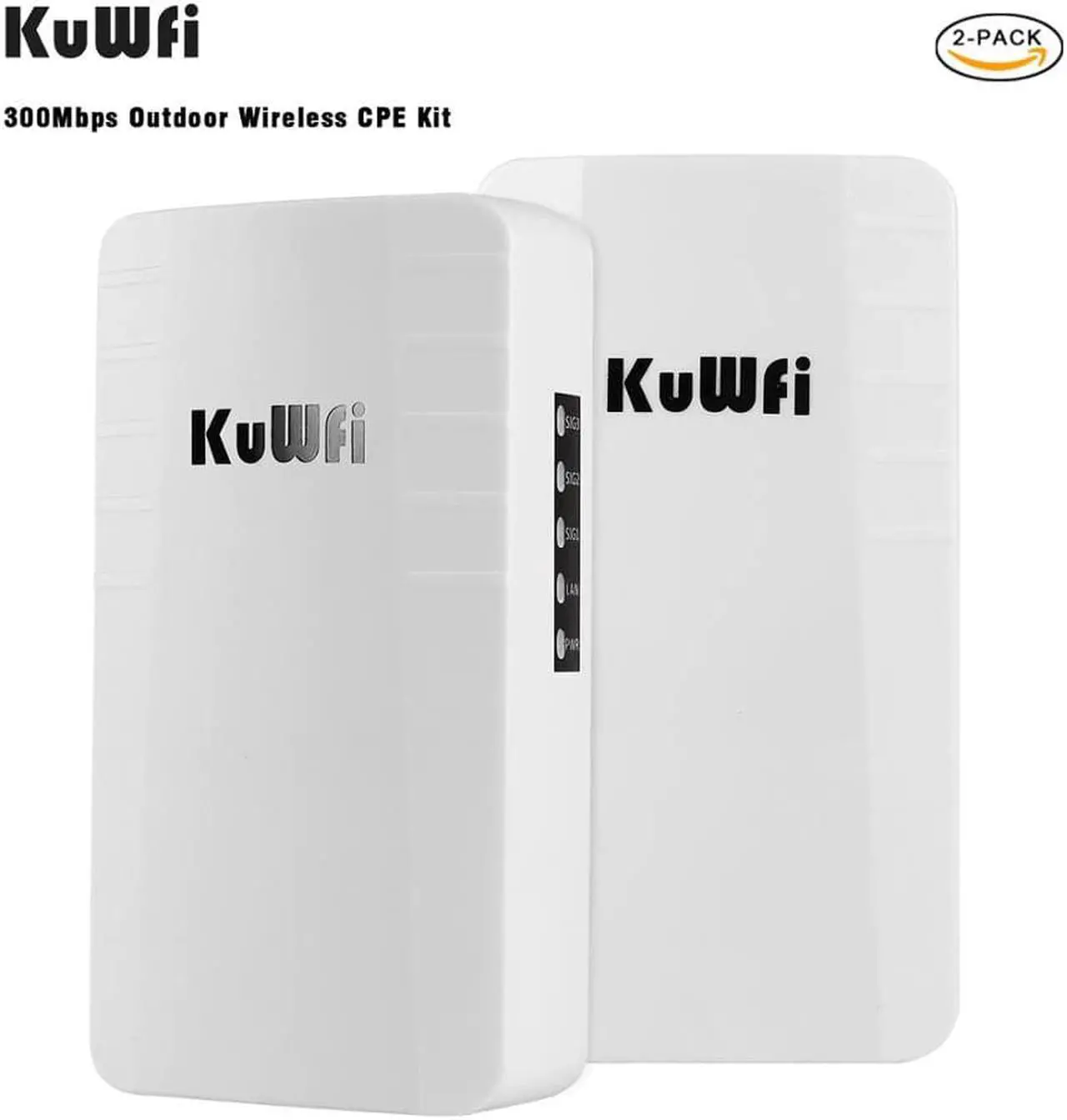 Alt view image 2 of 5 - 300Mbps Wireless CPE Outdoor 2Pack Wifi Outside Booster Extender Router Wifi Repeater with LED Display Support IP Camera in Lift