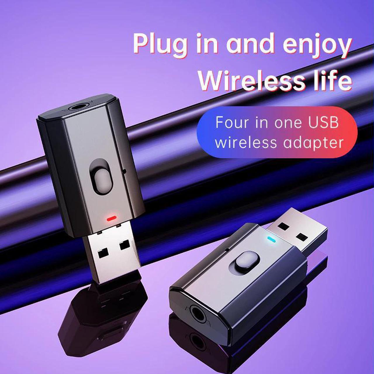 5.0 Bluetooth Adapter USB Wireless Bluetooth Transmitter Receiver Music Audio for PC TV Car Hands- 3.5mm AUX Adapter