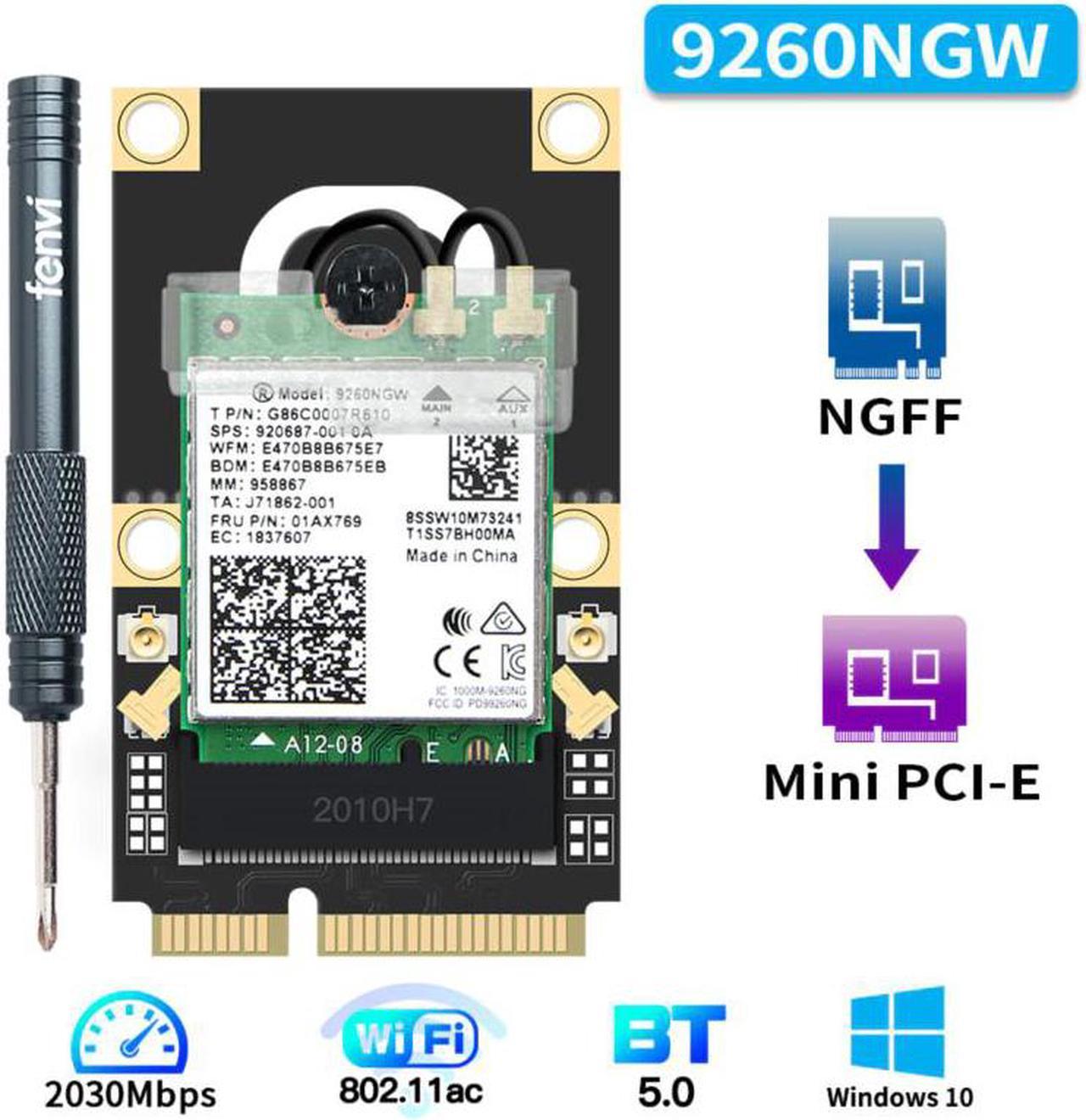 To Mini PCI-E Wi-Fi Adapter  9260 AX200 7260 Wireless 2030Mbps Bluetooth 5.0 Wifi Card 9260NGW AX200NGW 7260HMW