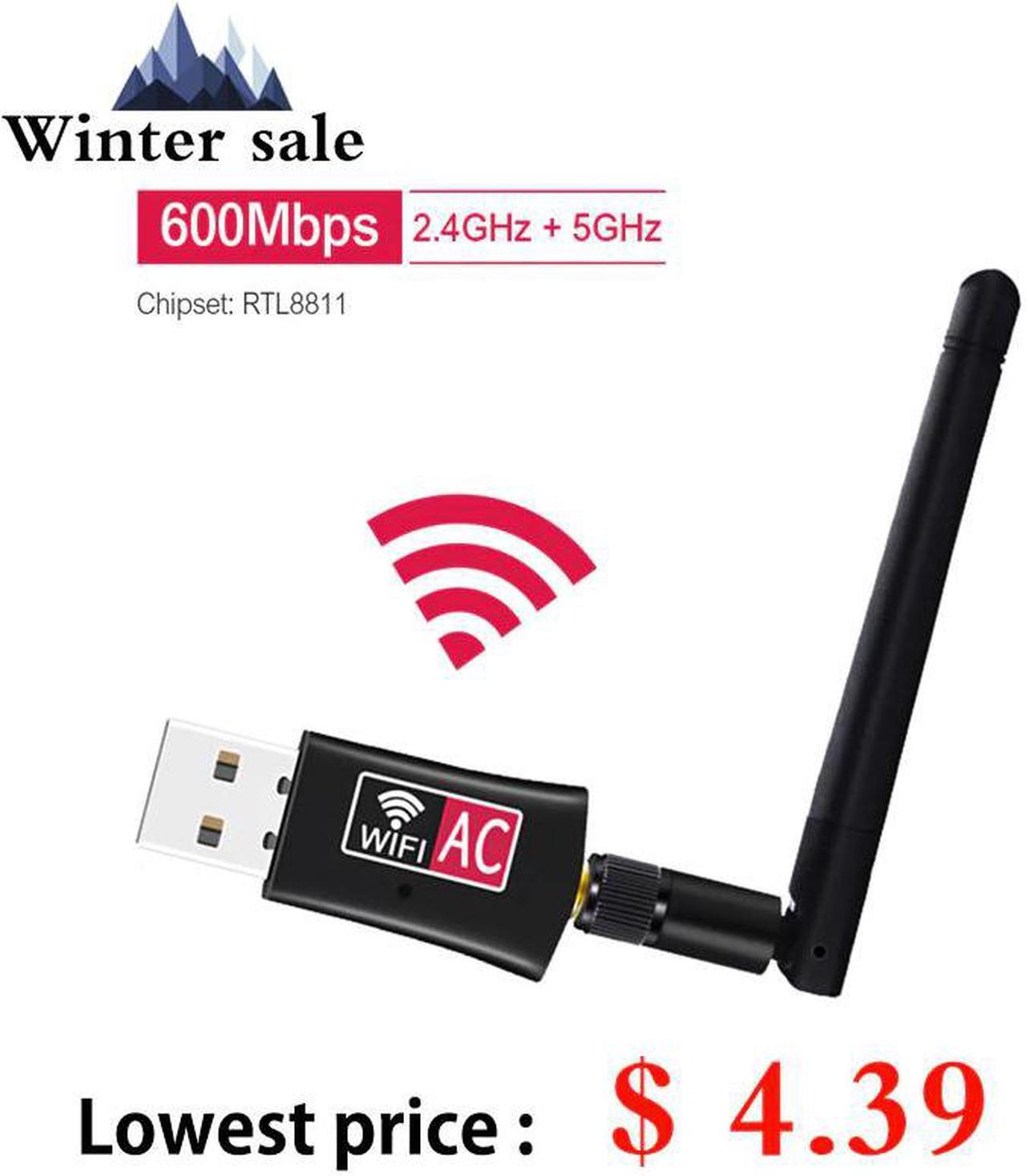 600Mbps USB wireless wifi Adapter 2.4GHz 5GHz WiFi with Antenna Dual Band PC Mini Computer Network Card Receiver 802.11b/n/g/ac