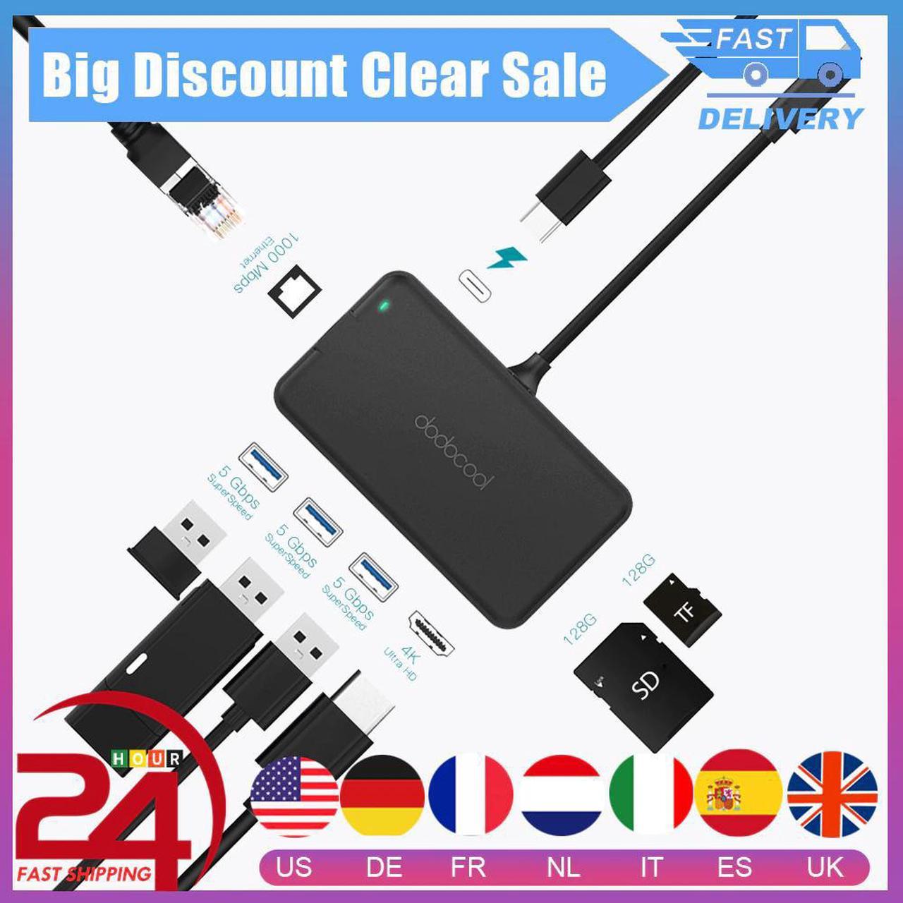 8-in-1 USB HUB USB C Hub Multifunction Type C Hub with 4K Video HDMI Gigat Ethernet Adapter RJ45 For Macbook Pro