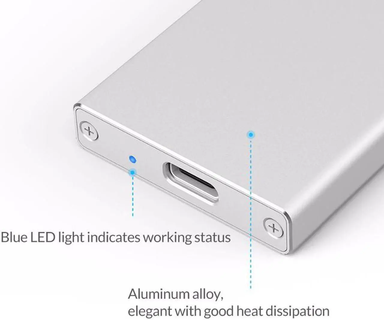 Alt view image 4 of 5 - Aluminum USB3.1 Type-C mSATA SSD Enclosure USB3.0 mSATA SSD Case Screw Fixing With  Cable For Windows/Linux/Mac