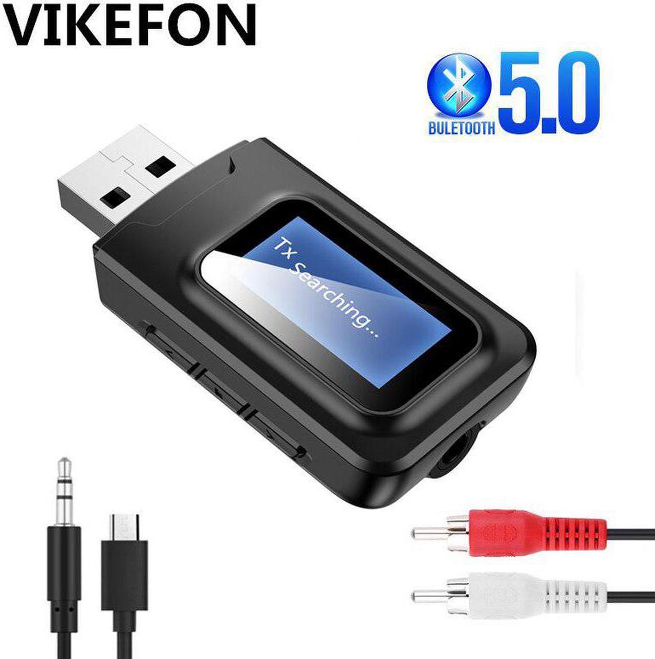 Upgrade Bluetooth 5.0 Transmitter Receiver LCD Display 3.5MM AUX RCA Wireless Audio Adapter for TV Car PC Driver- USB Dongle