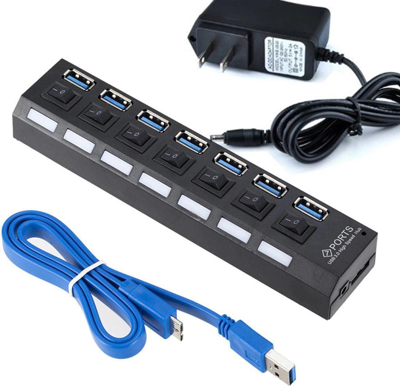 4 / 7 Ports Expander USB 3.0 HUB On/Off Switch Multi USB Splitter Multiple USB with Power Adapter EU US High Speed USB3.0 Hub