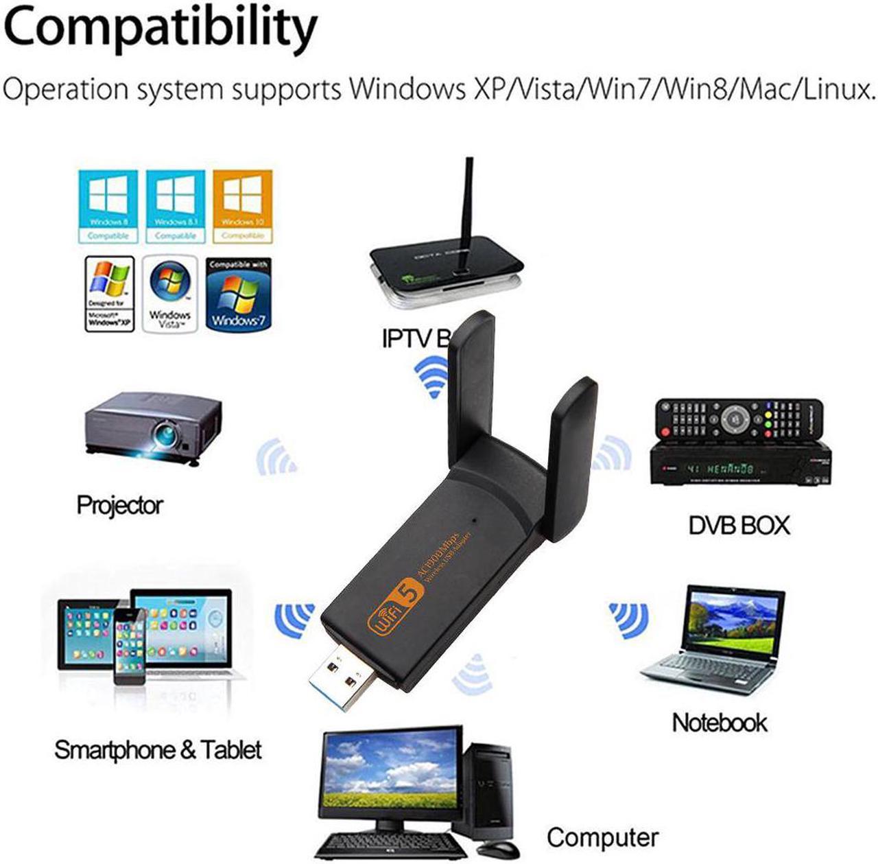 Wifi Dongle Antenna 1900M 2.4G 5G Dual Band wifi Adapter Wifi USB 3.0 Fee Driver LAN Ethernet 1200M Network Card