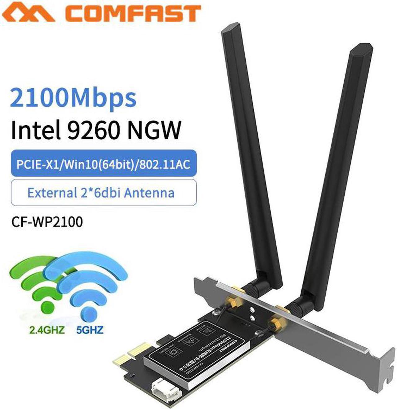 Wireless Dual Band 2100Mbps Gigabit NGFF/PCI Express WiFi Adapter PCI-E Network Card 802.11b/g/n AC 2 Antennas Desktop PC Win10