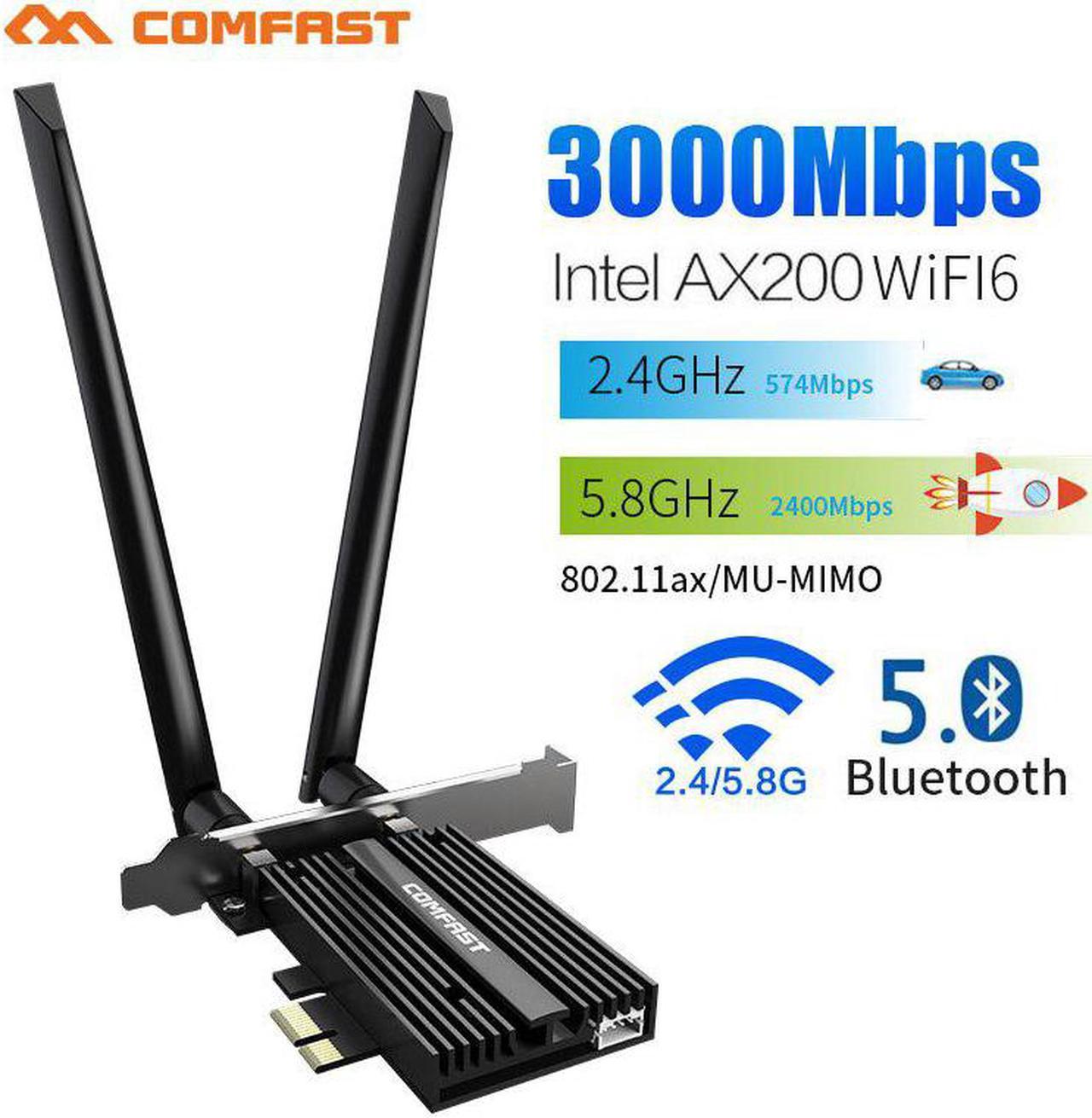 band 3000Mbps Wifi 6 AX200 PRO PCI-E 1X Wireless Adapter 2.4/5Ghz 802.11AC/AX Bluetooth 5.0  AX200NGW Network Card