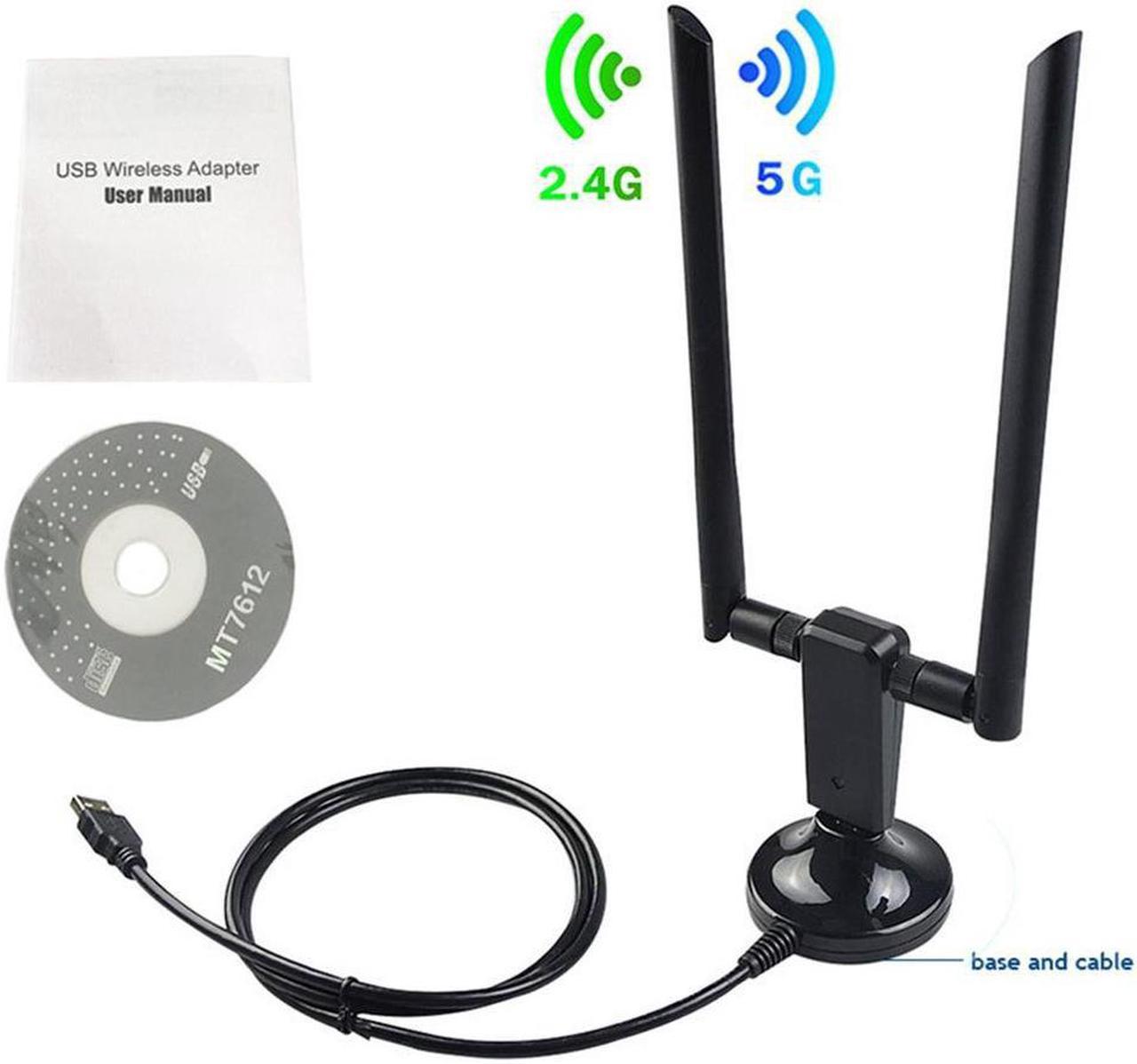 1200Mbps Long Range Dual Band 5GHz Wireless USB 3.0 WiFi Network Adapter Antennas for Home Office Desktop Laptop PC