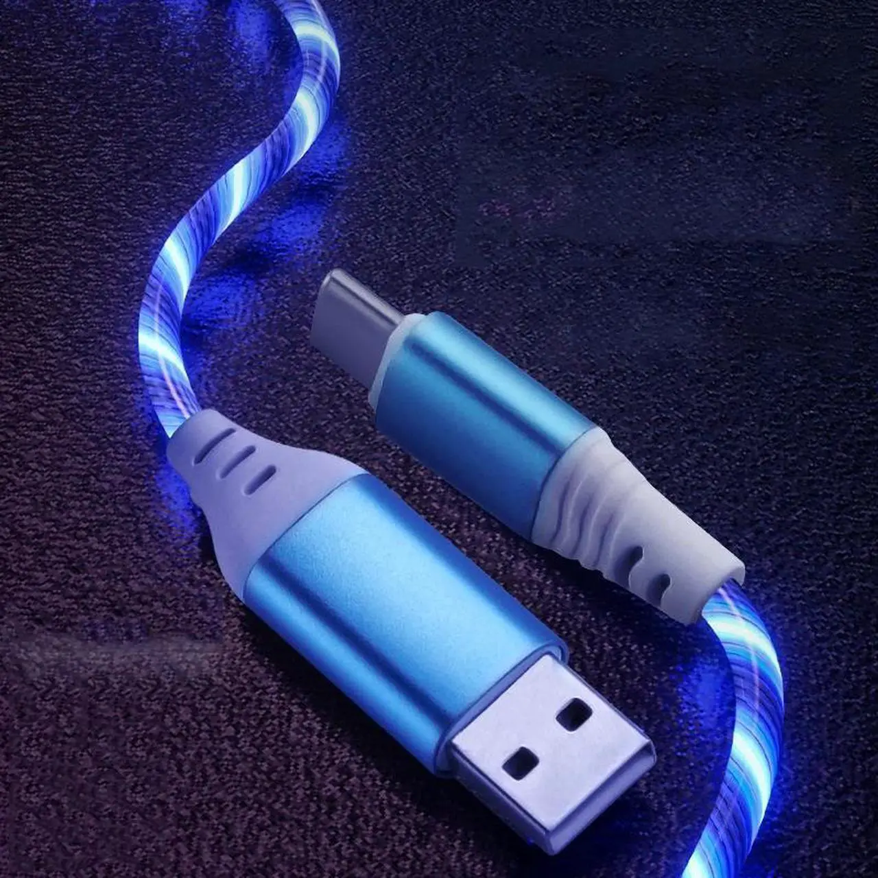 Alt view image 5 of 5 - 1m usb phone charging cable flowing light charging cord led wire for micro usb type c  Illuminated Fast charger