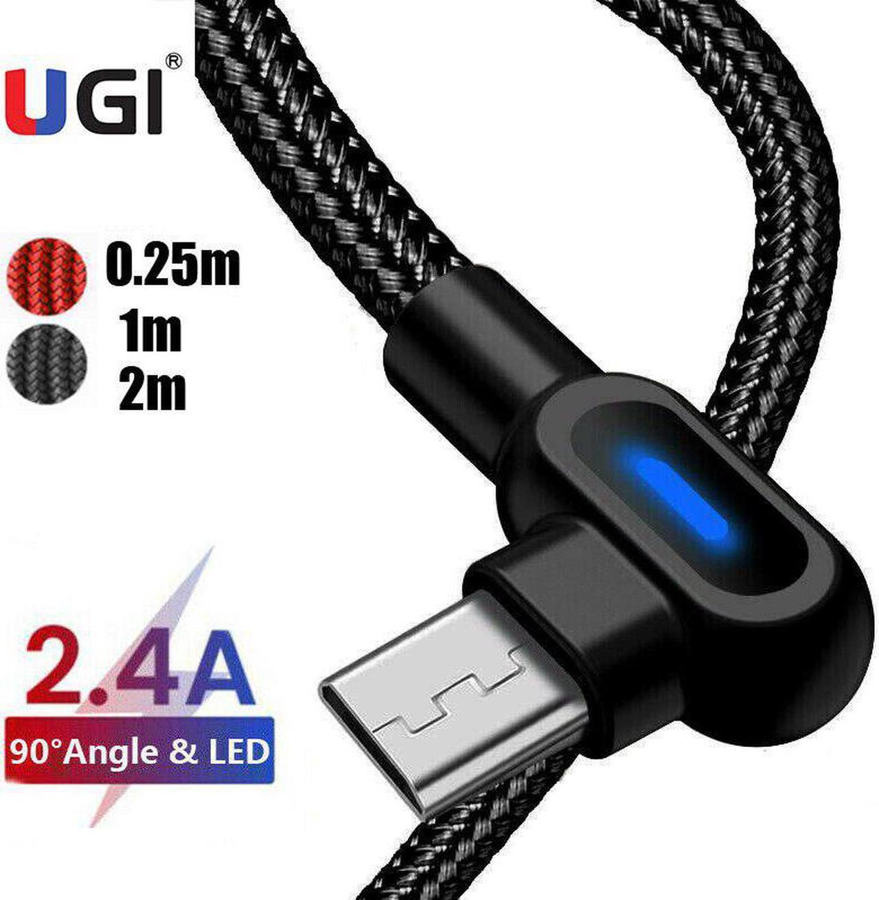 1M 2M 90 Degree 2.4A Fast Charging Cable Charge Micro USB Type C USB C For Tablet  Sync Transfer L Shape 0.25M 1M 2M