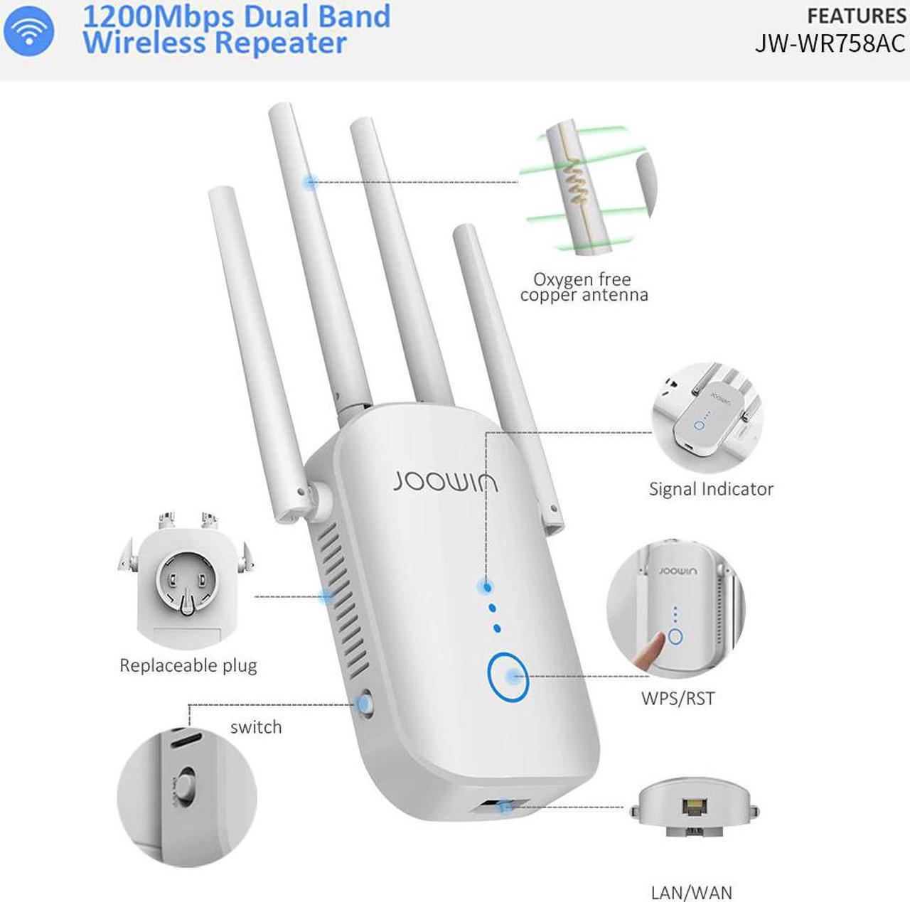 1200Mbps Dual Band 2.4+5 ghz Wireless Wifi Router High Power Wifi Repeater Wifi Extender Long Range Wlan Wi-fi amplifier