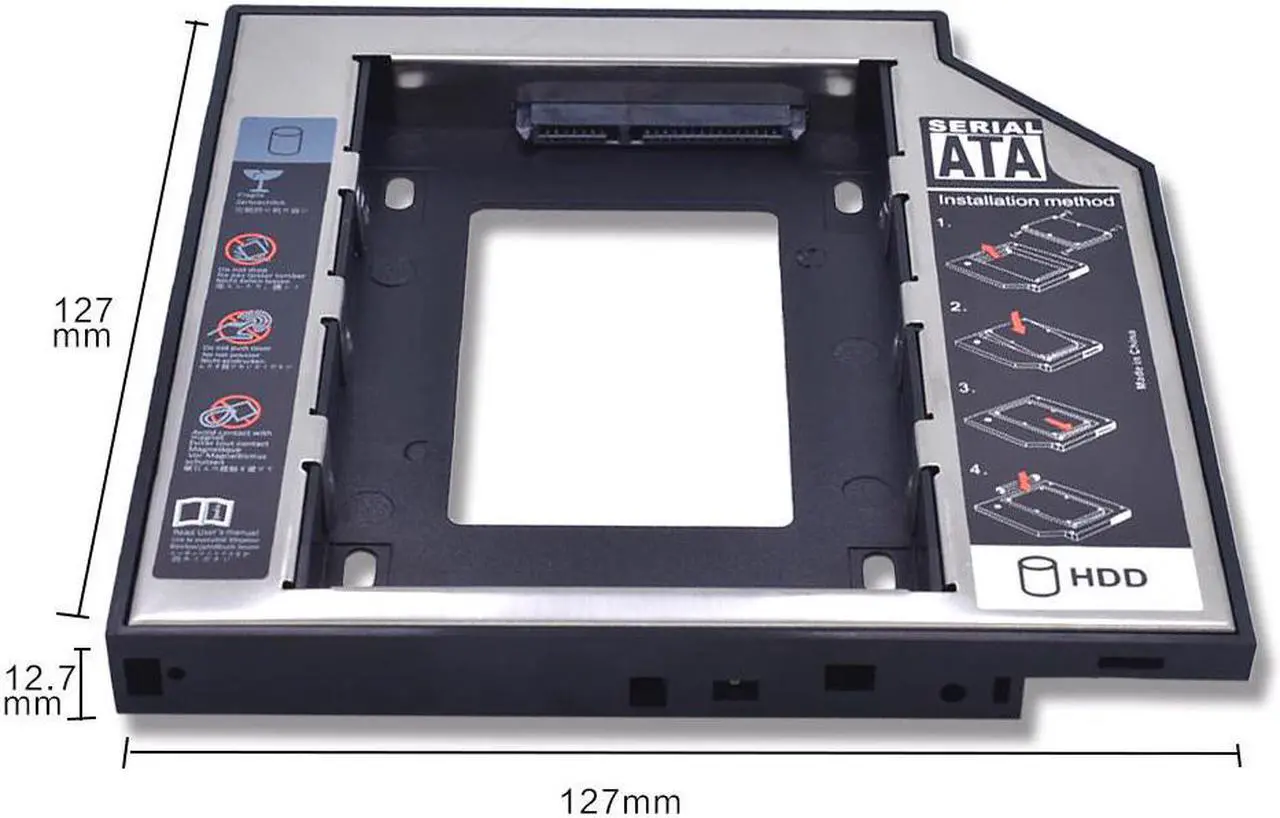 Alt view image 2 of 5 - Universal 2nd HDD/SSD/DVD Caddy 12.7mm SATA 3.0 2.5 Hard Drive Caddy Adapter DVD SSD For Laptop Optical Bay HDD Case