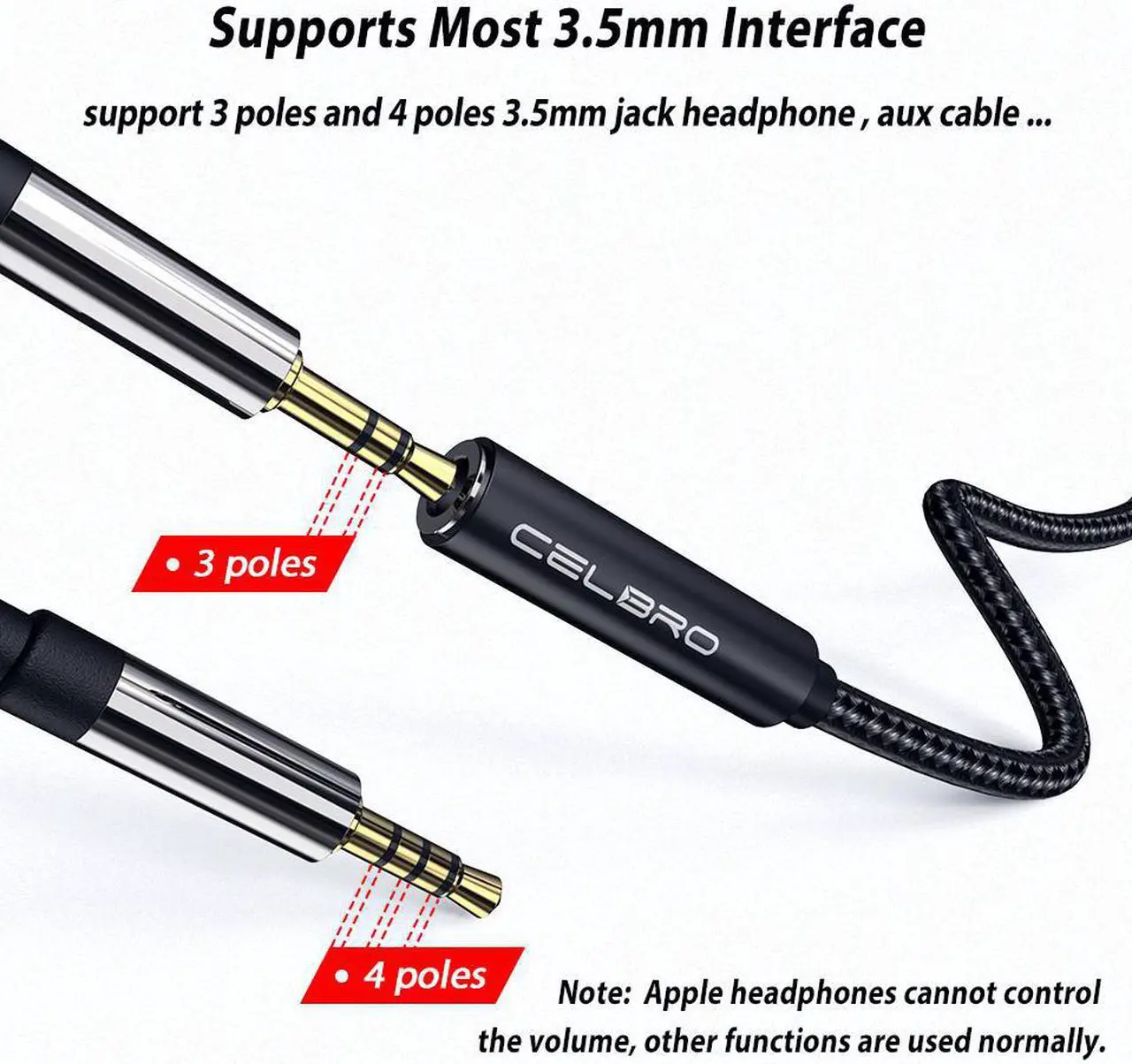 Alt view image 2 of 5 - 2pack 3.5mm Audio Cable 3.5 Jack For Note 10 9 S10 7t Pro Mi 9 8 Usb Type C To 3.5 Mm AUX Headphone Jack Adapter
