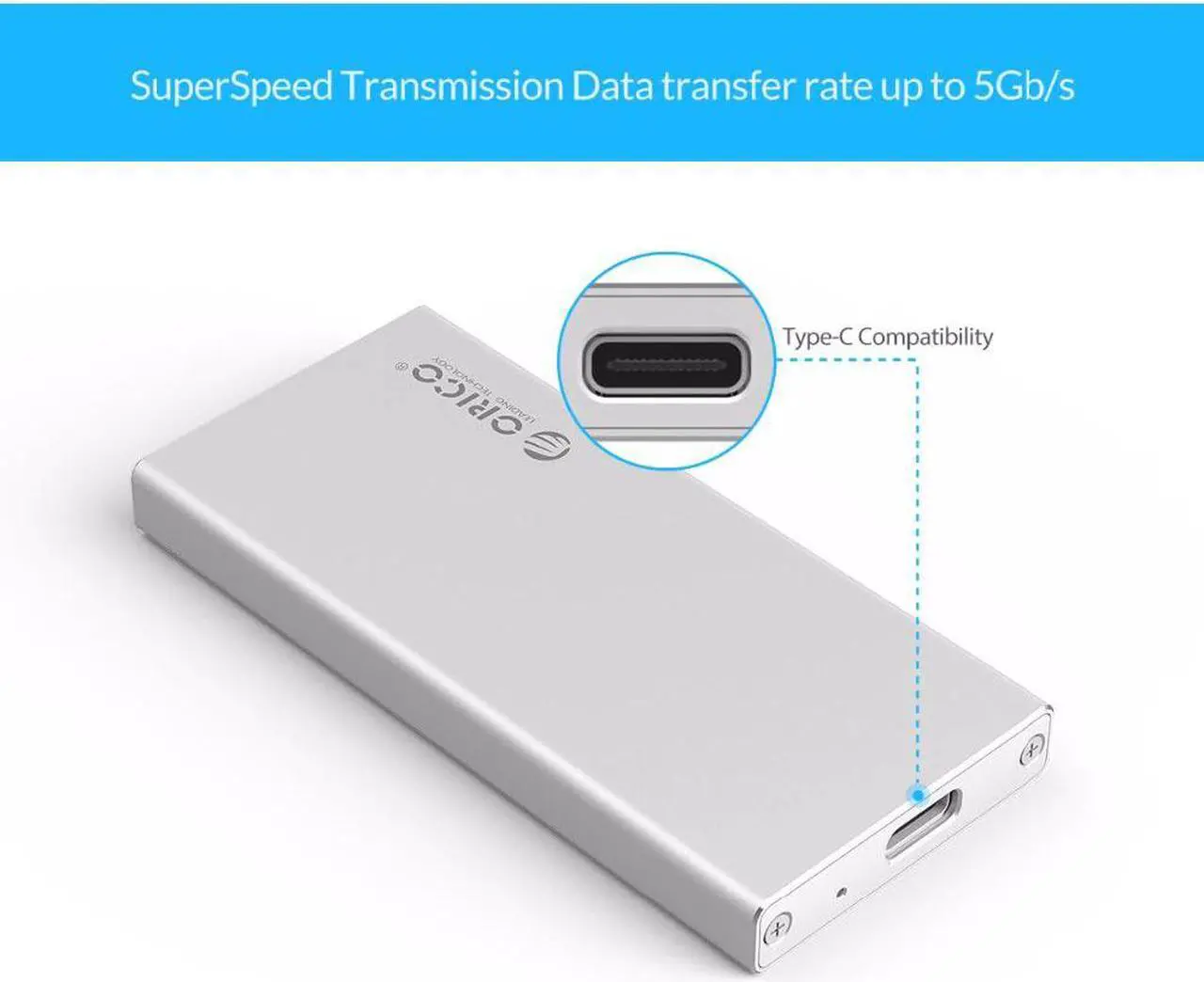 Alt view image 2 of 5 - Aluminum USB3.1 Type-C mSATA SSD Enclosure USB3.0 mSATA SSD Case Screw Fixing With  Cable For Windows/Linux/Mac