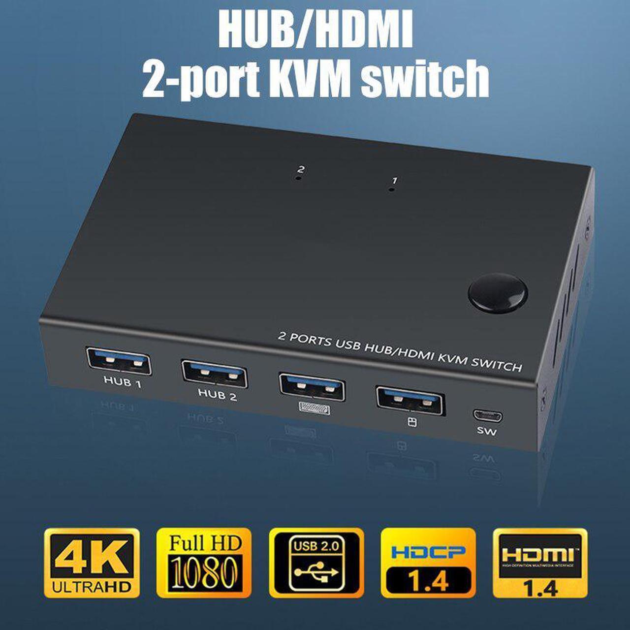 KVM Switch Button Switcher USB Port With Cable Computer Accessory For Monitor Keyboard Mouse H-best