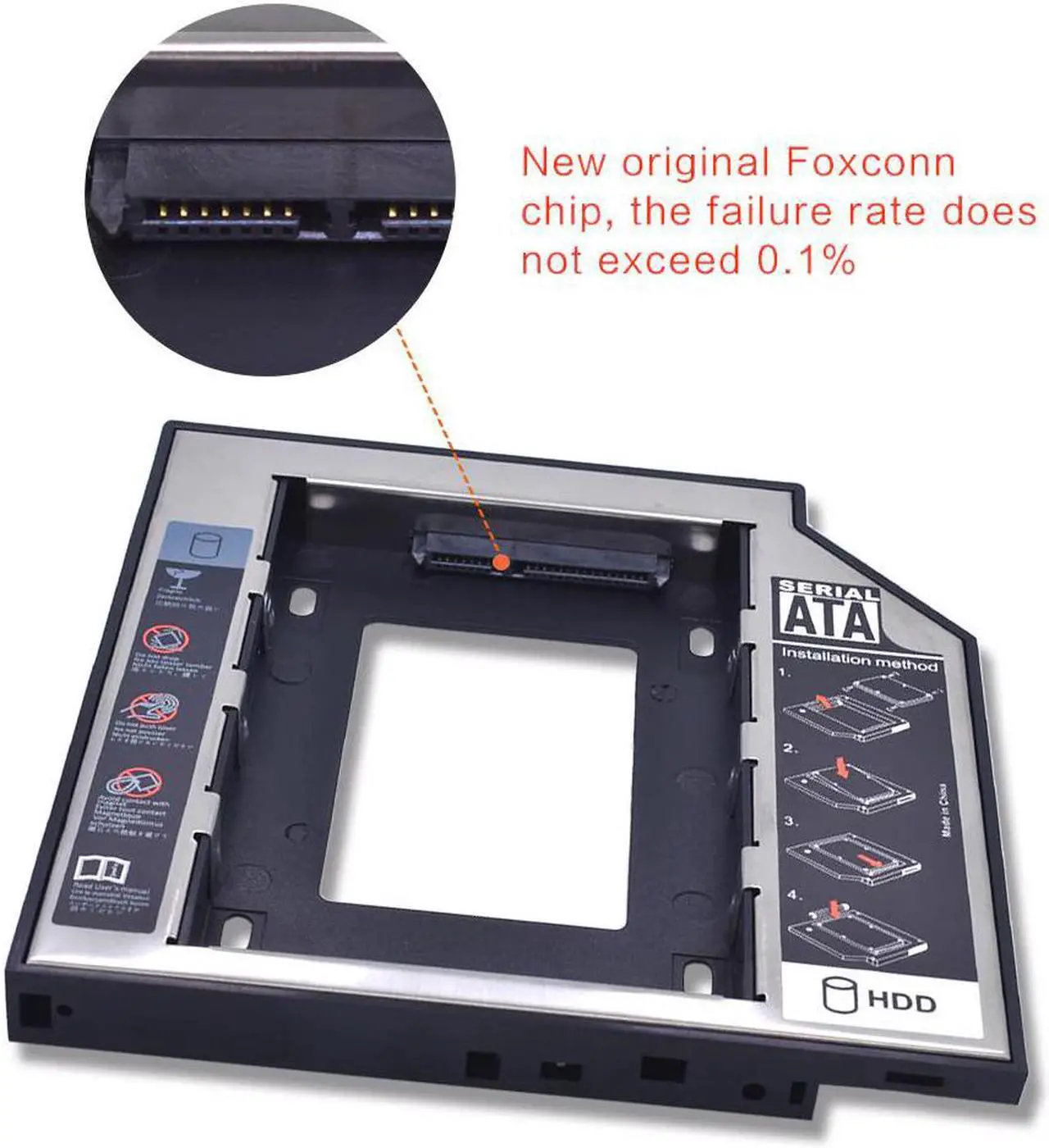 Alt view image 3 of 5 - Universal 2nd HDD/SSD/DVD Caddy 12.7mm SATA 3.0 2.5 Hard Drive Caddy Adapter DVD SSD For Laptop Optical Bay HDD Case
