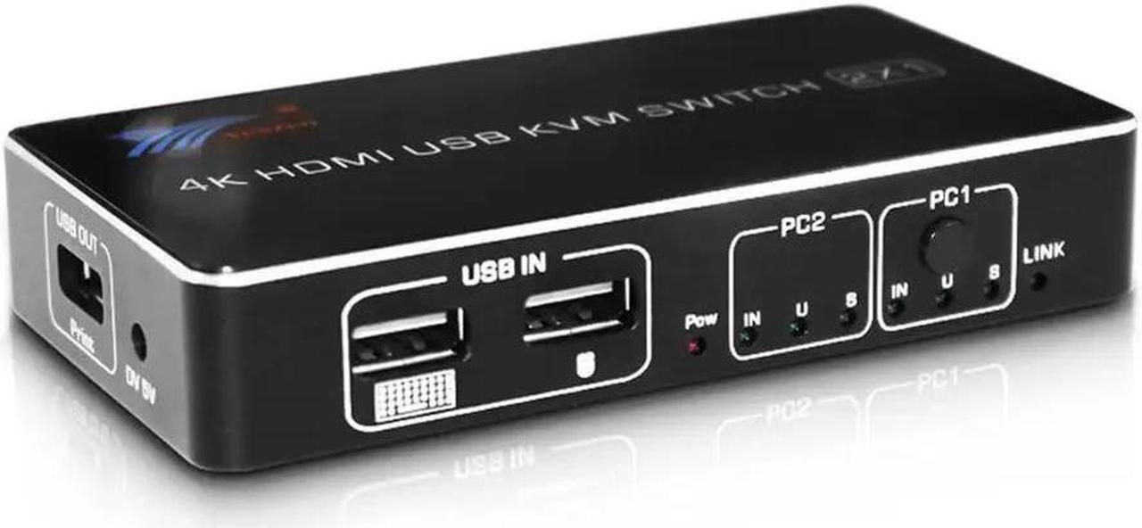 Alt view image 4 of 5 - Switch 2 Port Selector Box Hub Switch Switcher Scanner for Mouse Keyboard 4K KVM Switch Printer Accessories