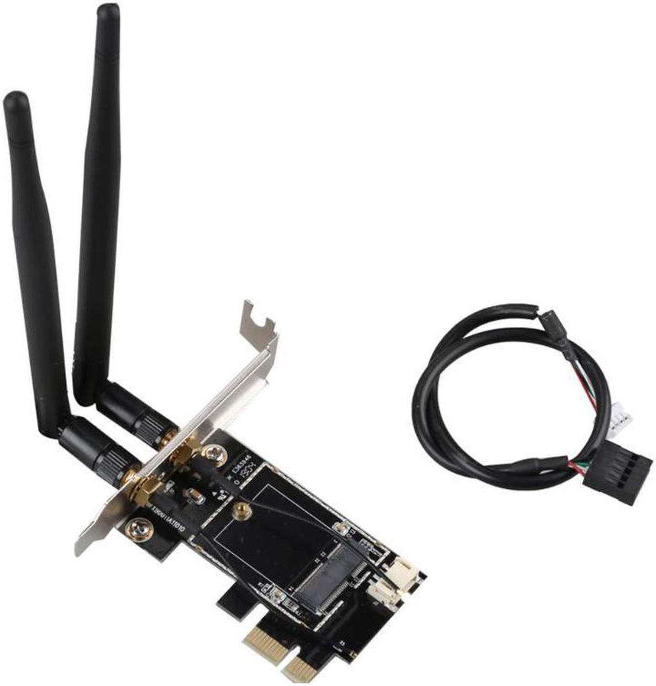 Wireless Card to pciE-1X to NGFF-Ekey PCIE Laptop Pc WIFI WLAN Card Adapter Dual Antenna Adapter Board