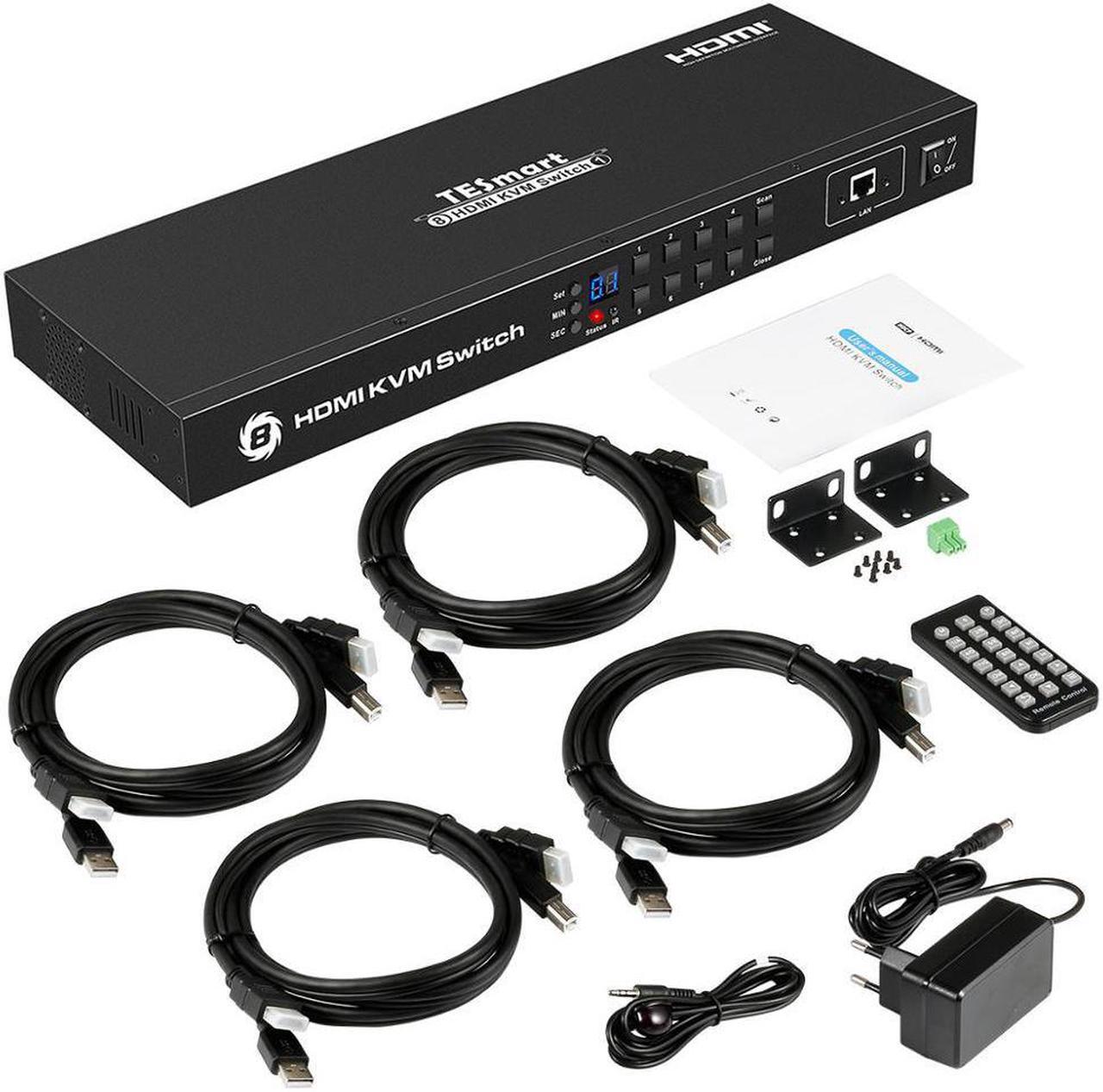 Te USB  KVM Switch 8 Port Switcher KVM Switch  Support 3840*2160/4K 2 Pcs Rack Ears Standard 1U