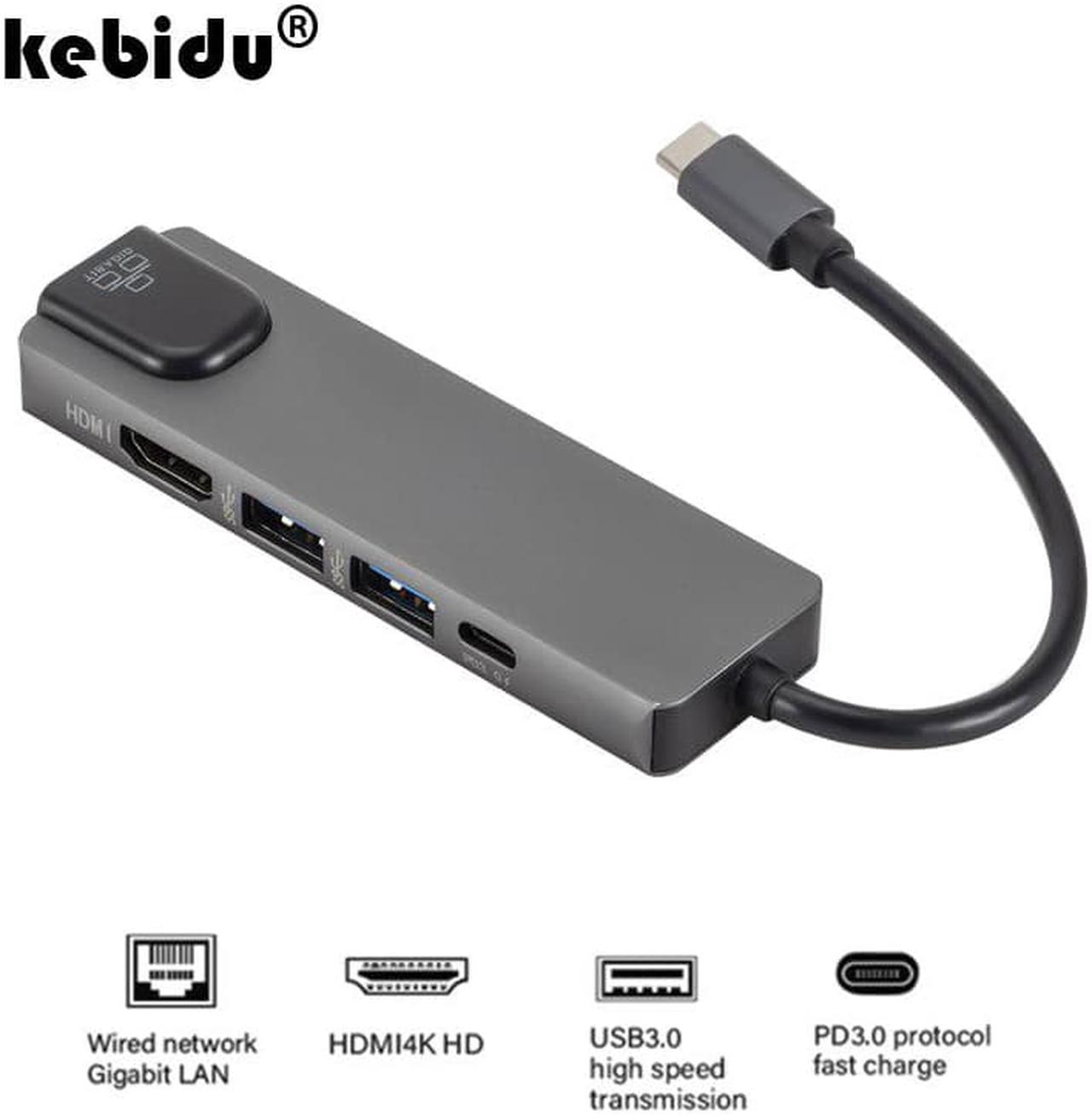 5 in 1 USB C Hub to HDMI Gigat Ethernet Rj45 Lan Adapter for Macbook Pro iPad Pro 11 12.9 2018 Thunderbolt 3 Type c Hub