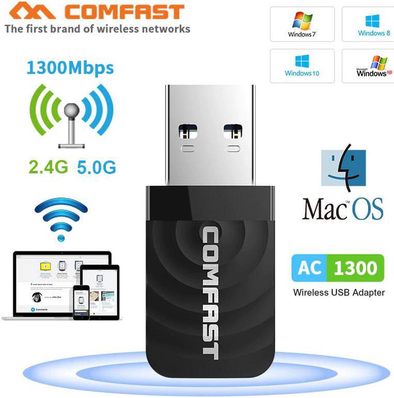 5Ghz Dual Band 650M~1300Mbps Wifi Lan USB Ethernet Adapter Network Card Wifi Dongle long range Wifi Receiver For Laptop Desktop