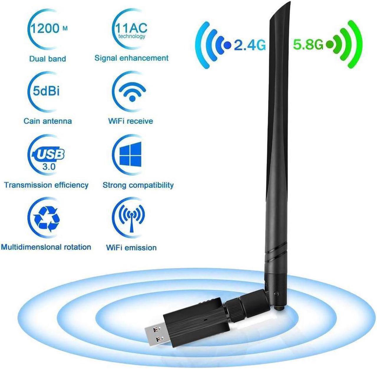 3.0 USB WiFi Adapter Receiver 1200 Mbps Dual-band wifi  With 5G/2.4G Card Antenna Wi-fi USB Receiver For Laptop PC