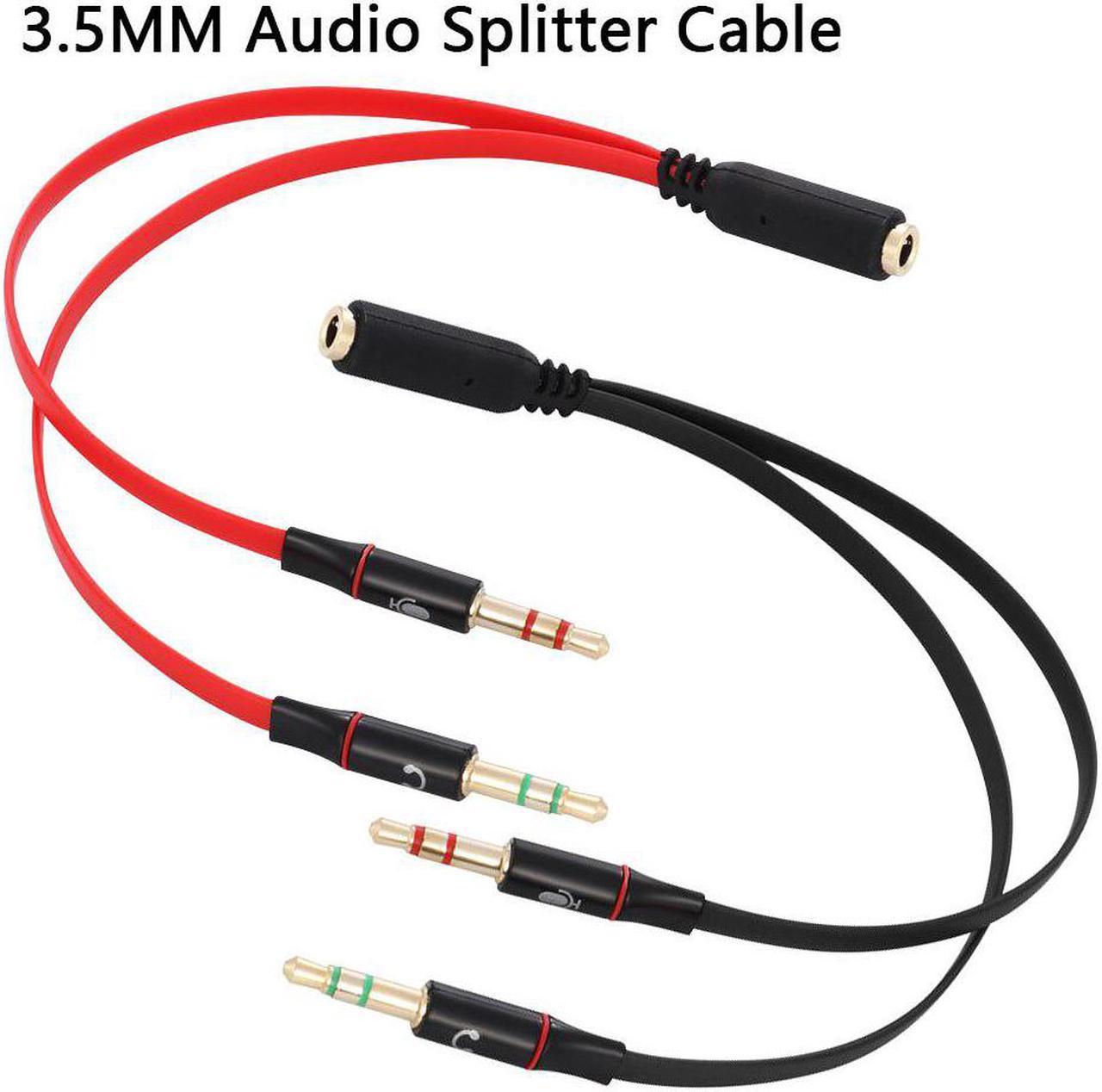 2 in 1 3.5mm Stereo Audio Male to 2 Female Headphone Microphone Y Splitter Audio Cable Cord Adapter PC Notebook Laptop Universal