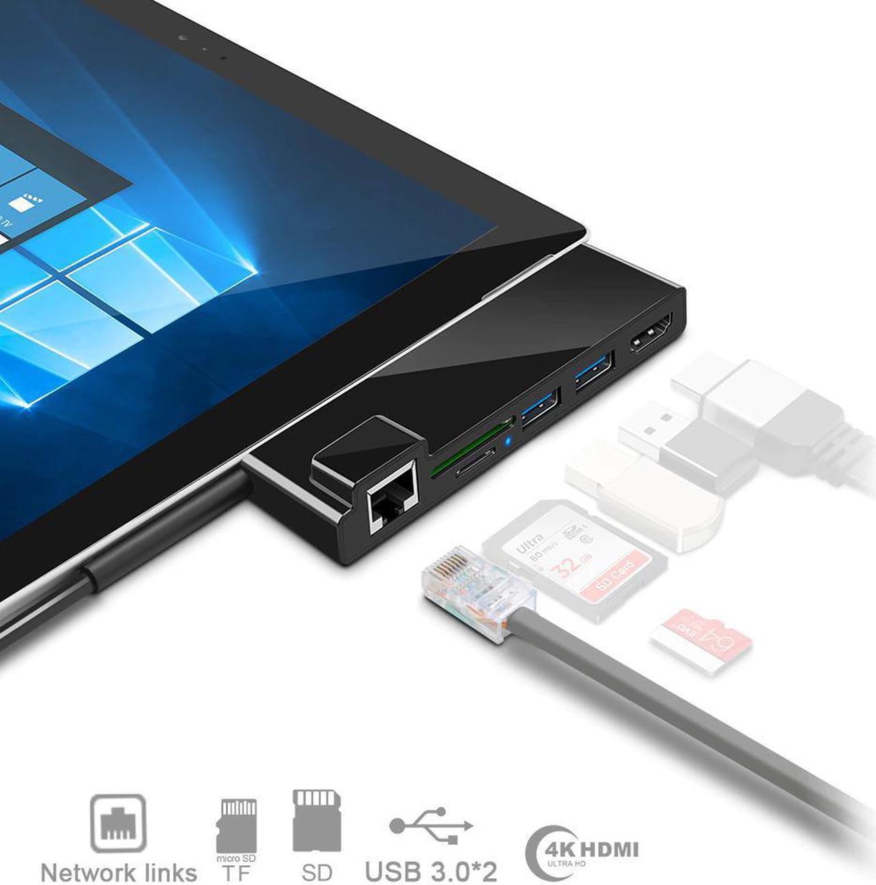 USB 3.0 card reader hub 4K HDMI 1000Mb Gigat Ethernet adapter for /TF micro  for Microsoft Surface Pro 3/Pro 4/Pro 5/Pro 6