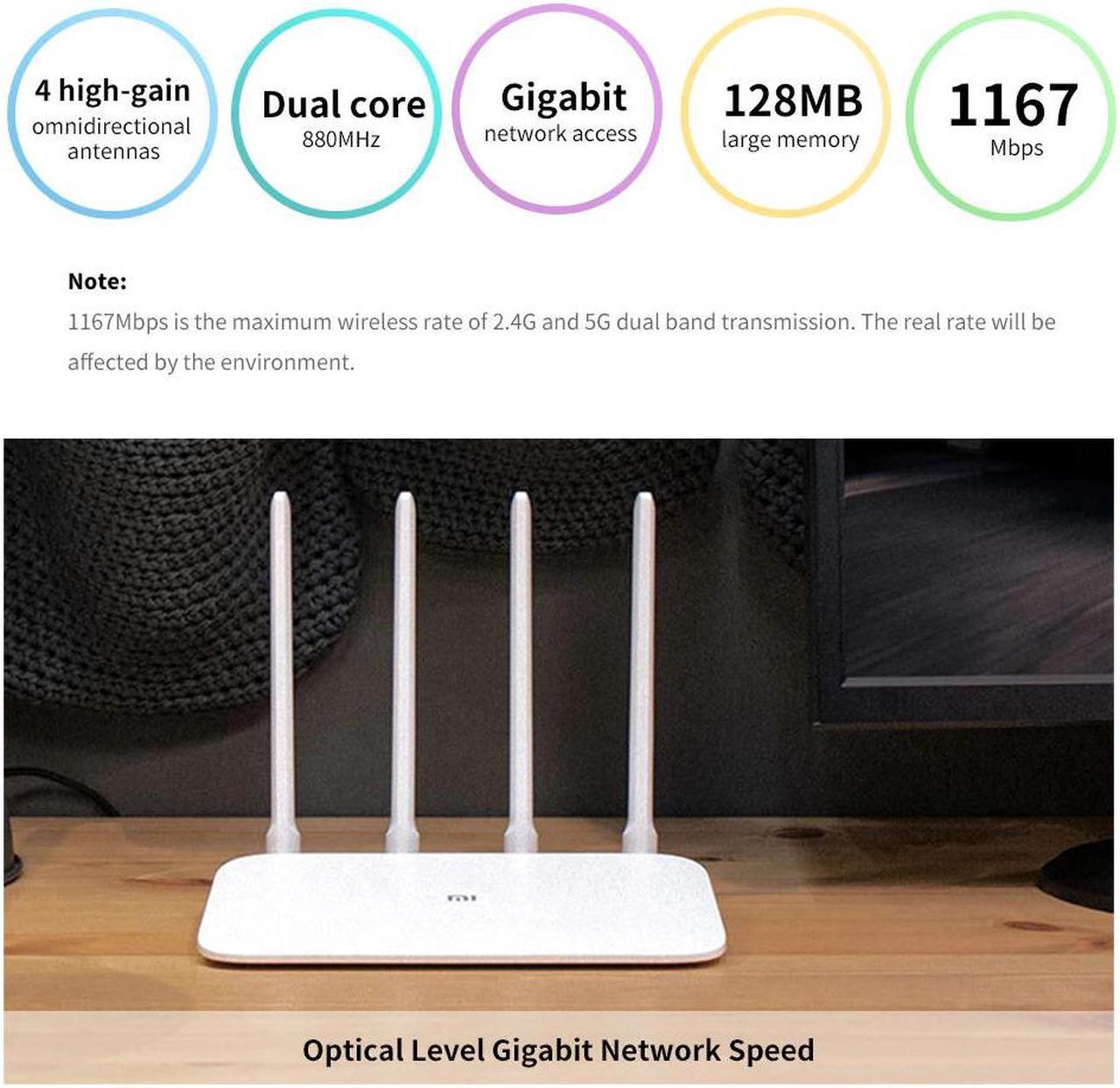 Alt view image 5 of 5 - Original Global Version  Router 4A Gigabit Edition 128MB DDR3 2.4GHz 5GHz Dual Band 1167Mbps  Wifi Router WiFi Extender