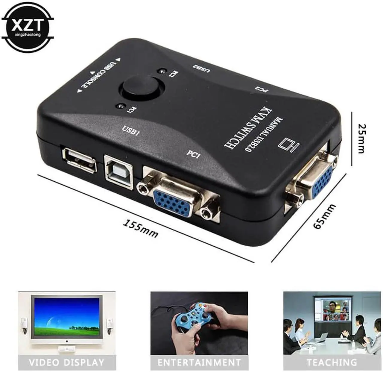 Alt view image 5 of 6 - 2 Port USB 2.0 KVM Switch Switcher 1920*1440 VGA SVGA Switch Splitter Box with Two Cables for Keyboard Mouse Monitor Computer
