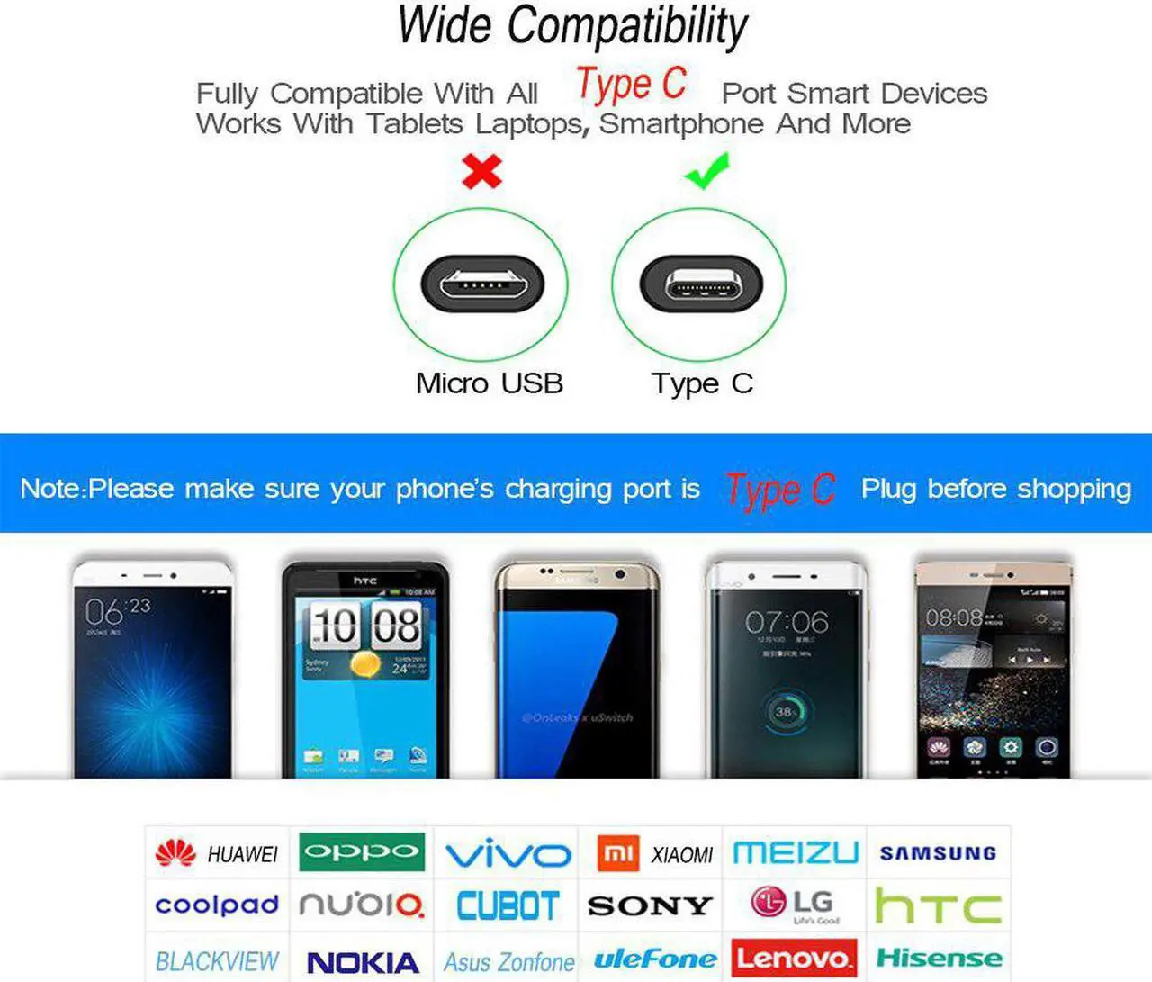 Alt view image 3 of 5 - USB 3.0 Type C Cable For Xiaom Redmi Note7 Fast Charging Sync USB C Cable USB Type-C for S9 S10 Plus TypeC