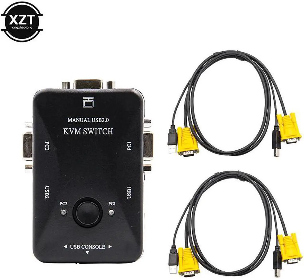 Main image of 2 Port USB 2.0 KVM Switch Switcher 1920*1440 VGA SVGA Switch Splitter Box with Two Cables for Keyboard Mouse Monitor Computer