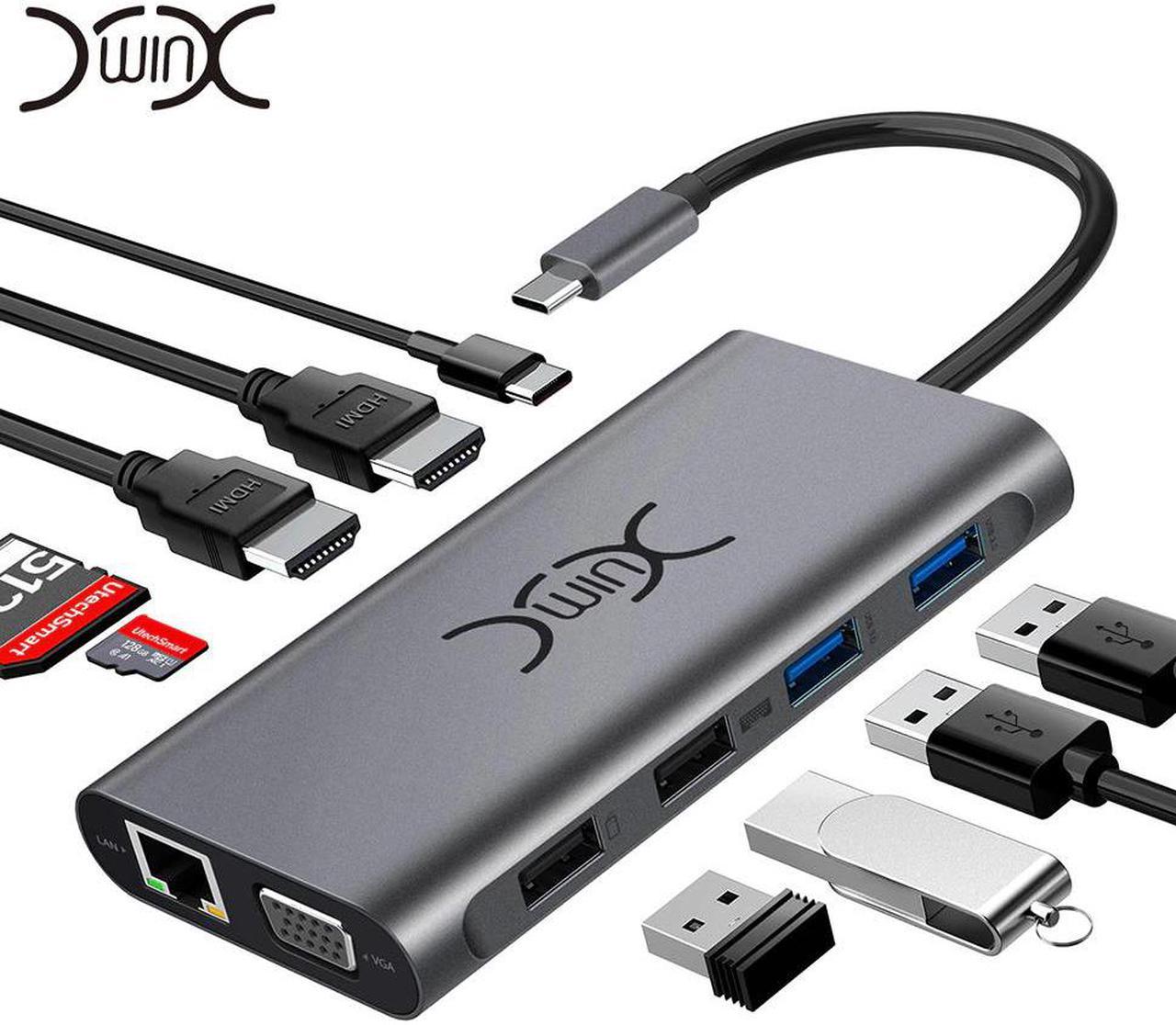 Y USB C Hub 11 in 1 Multi HDMI RJ45 VGA USB HUB 3.0 Adapter Dock for Macbook Pro Card Reader USB Splitter Type C USB HUB