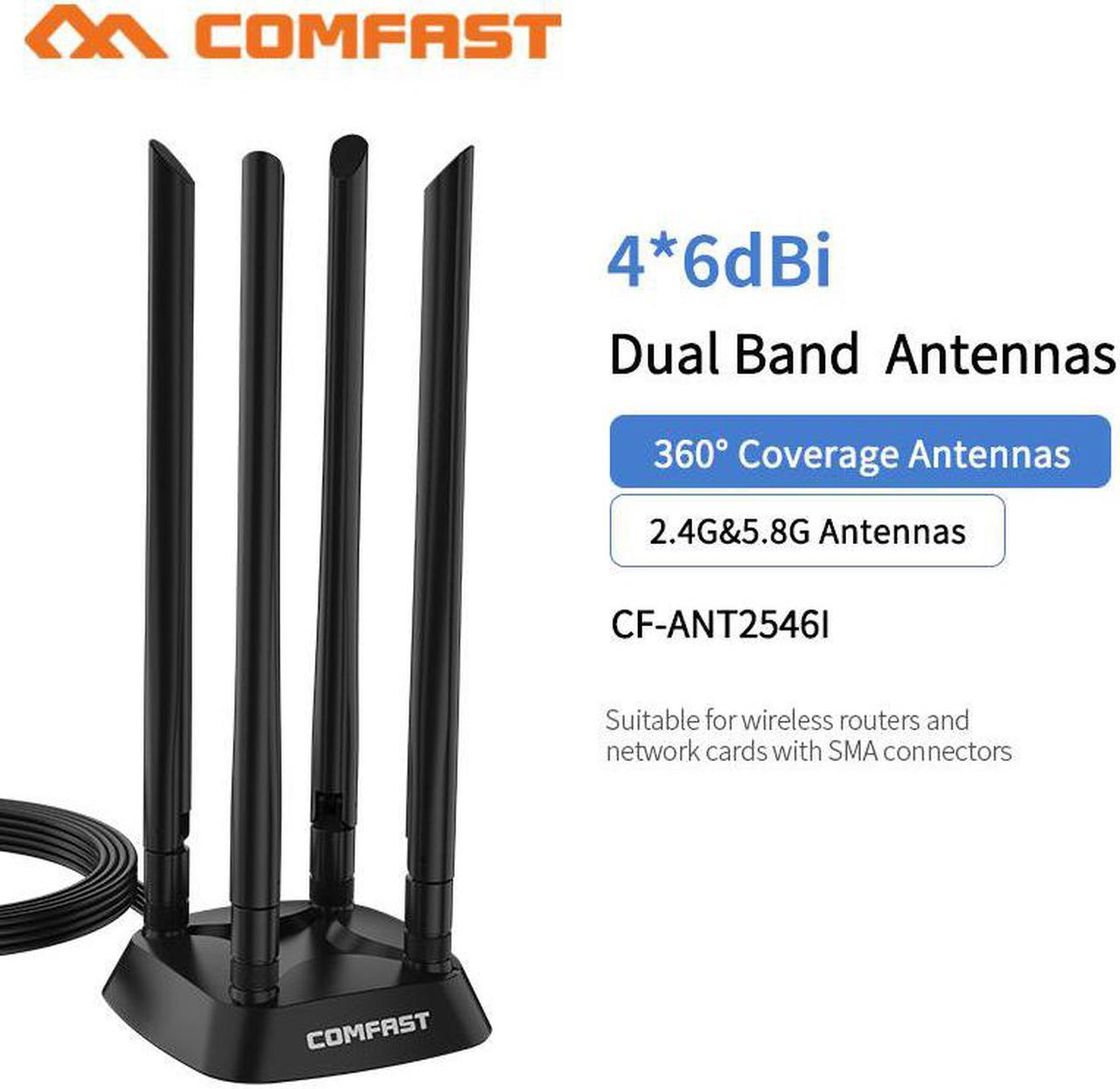 4 High Gain Dual Band 2.4+5 Ghz 360degree SMA omnidirectional 1.2M extension base antenna for Wireless Router /Adapter