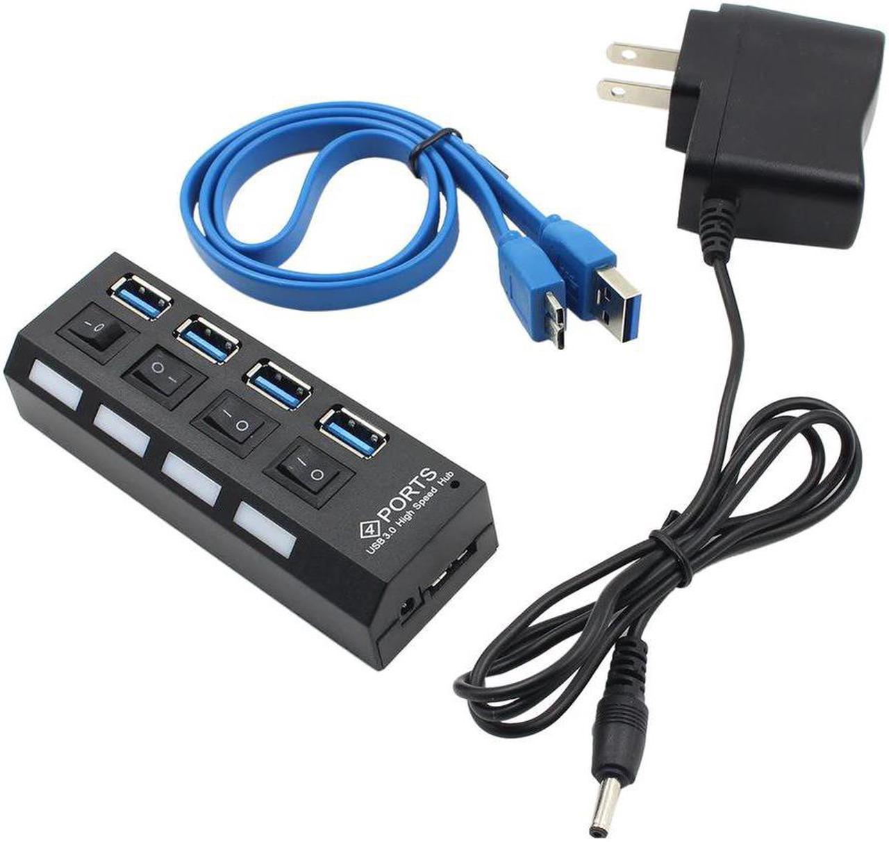 Speed 4 Ports USB 3.0 HUB With On/Off Switch Power Adapter USB Hub For Desktop Laptop EU US plug