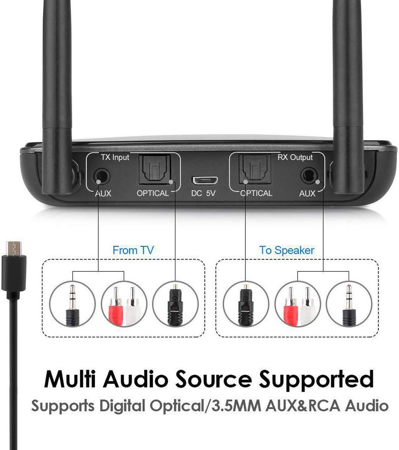Alt view image 5 of 5 - For VIKEFON Long Range Bluetooth 5.0 Audio Transmitter Receiver With NFC HD Apt-X Low Latency Wireless Adapter For TV PC Car