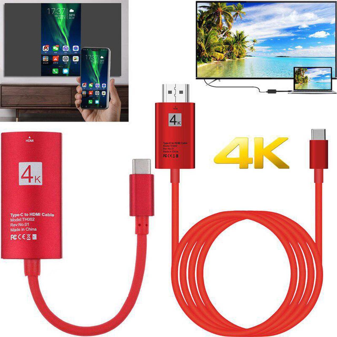 4K USB-C Type C Phone Adapter HDMI Video Connect Cable for MacBook Lumia 950XL  Note8 Note 9 10 S10 S9 S8 to TV Projector