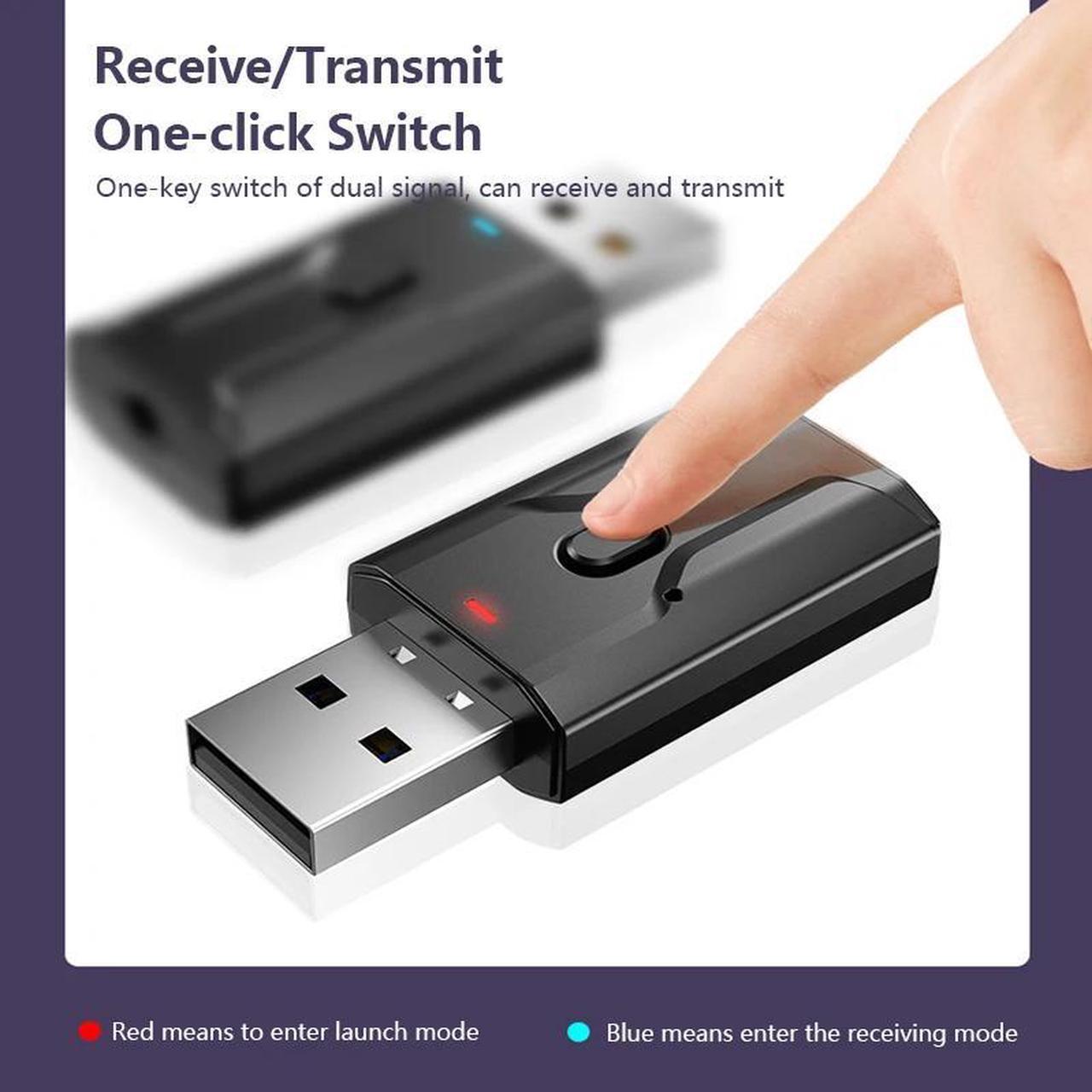 Alt view image 3 of 5 - Audio Adapter Bluetooth 5.0 Audio Transmitter Receiver USB Adapter Bluetooth USB Adapter For TV PC Car AUX Speaker