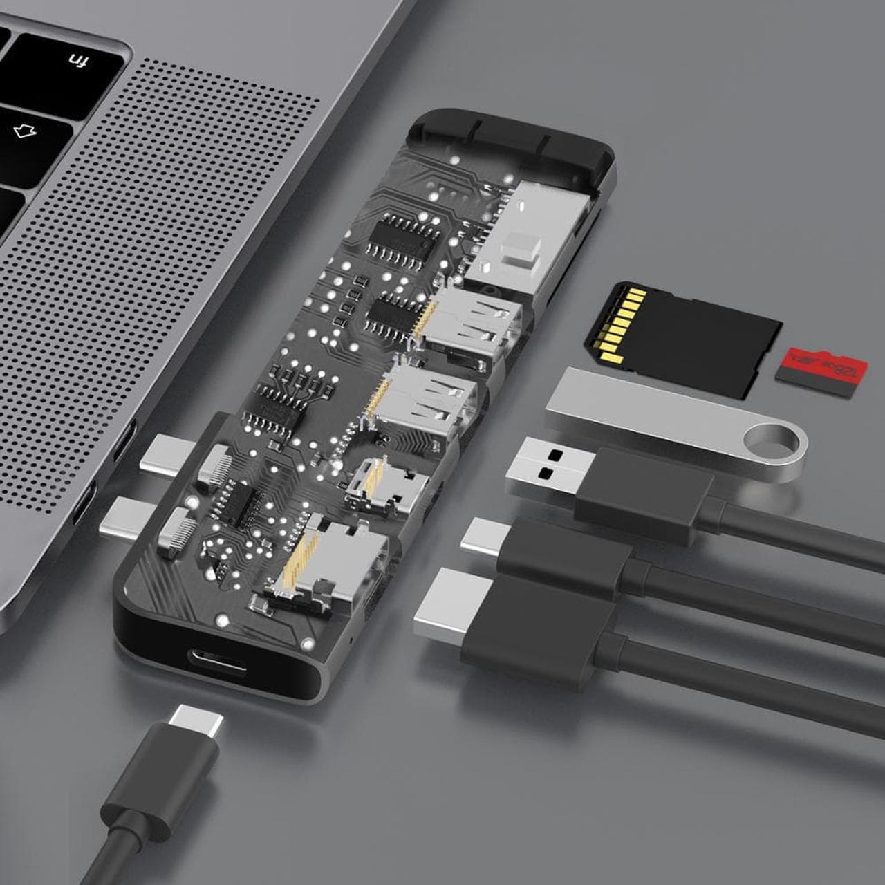 Alt view image 2 of 5 - 3.1 Type-C Hub To Adapter 4K Thunderbolt 3 C Hub with Hub 3.0 TF SD Reader Slot PD for MacBook Pro/Air 2018/2019