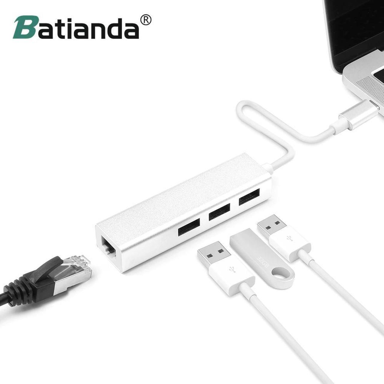 C to 3 Ports  Splitter 3.0 HUB Type C Thunderbolt 3 to RJ45 100Mbps Ethernet Adapter For Macbook Pro 13 15 16 inch 2019