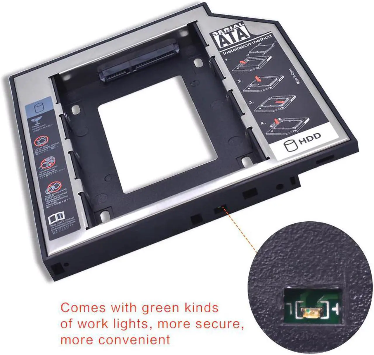 Alt view image 4 of 5 - Universal 2nd HDD/SSD/DVD Caddy 12.7mm SATA 3.0 2.5 Hard Drive Caddy Adapter DVD SSD For Laptop Optical Bay HDD Case