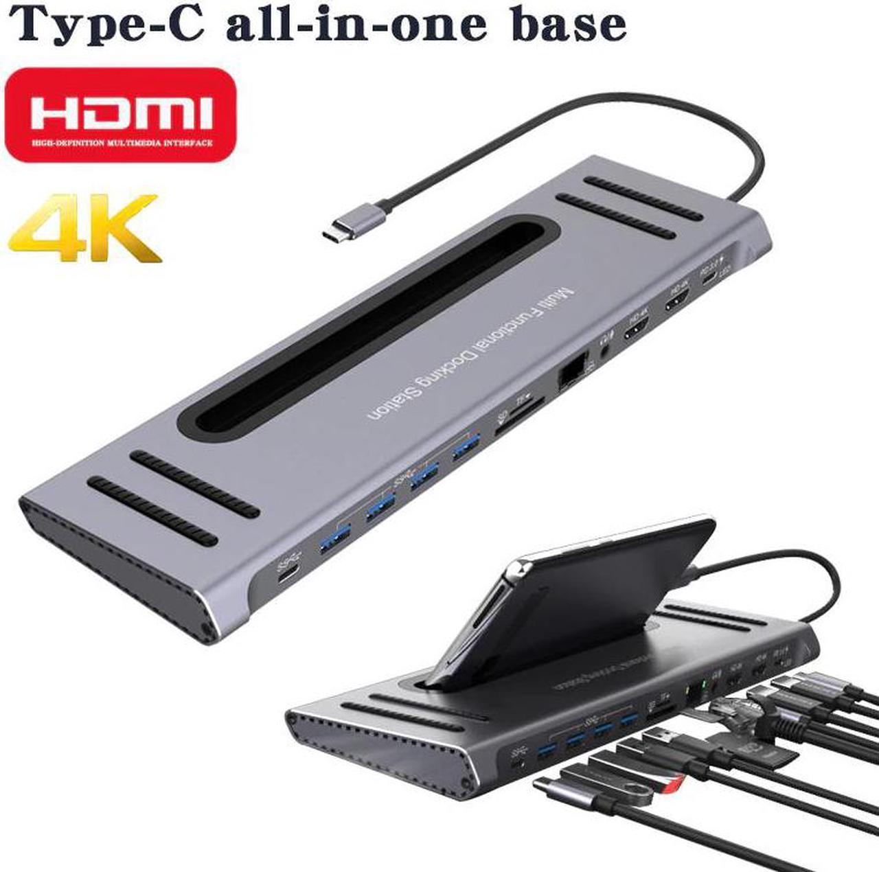 12 in 1 USB Type-C HUB Adapter Laptop Docking Station HDMI VGA RJ45 PD HD Multi USB 3.0 For MacBook   Surface Compatible