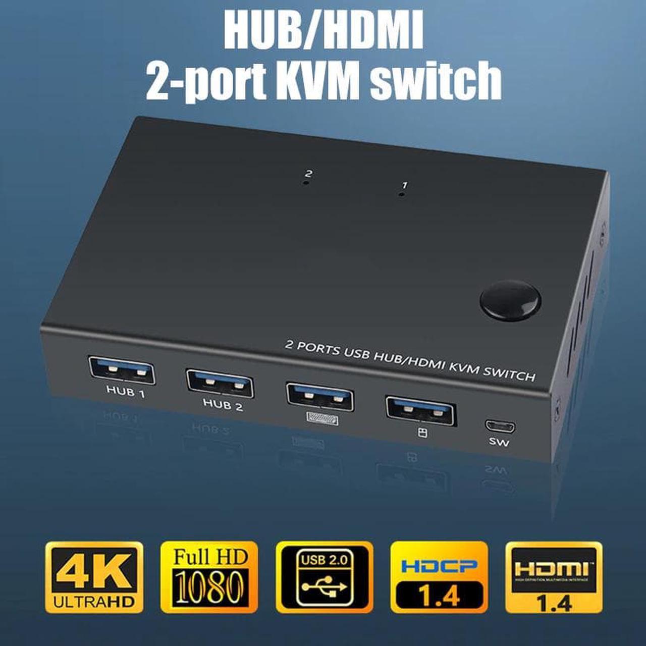 KVM Switch Button Switcher USB Port With Cable Computer Accessory For Monitor Keyboard Mouse KQS8