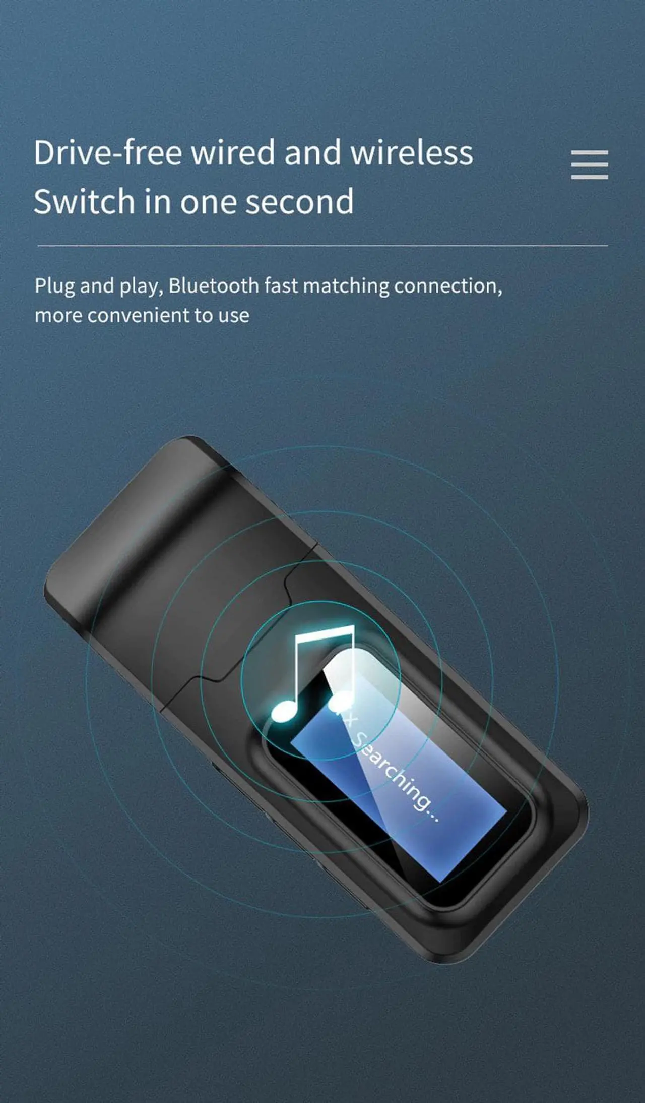 Alt view image 2 of 5 - Bluetooth 5.0 Receiver Transmitter LCD Display 3.5mm AUX USB Dongle Stereo Music Wireless Audio Adapter For PC TV Headphone Car