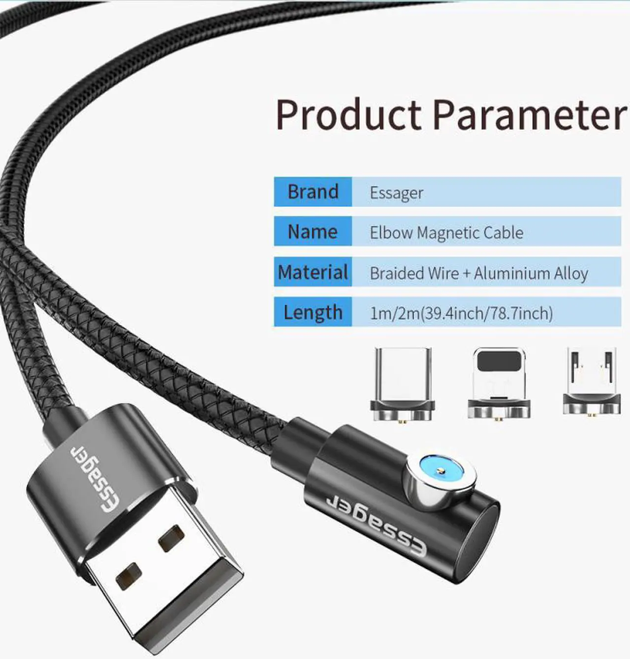 Alt view image 3 of 5 - Magnetic USB Cable Fast Charging USB Type C Cable Magnet Charger Magnetic Charger Micro USB Cable For Android /iPhone
