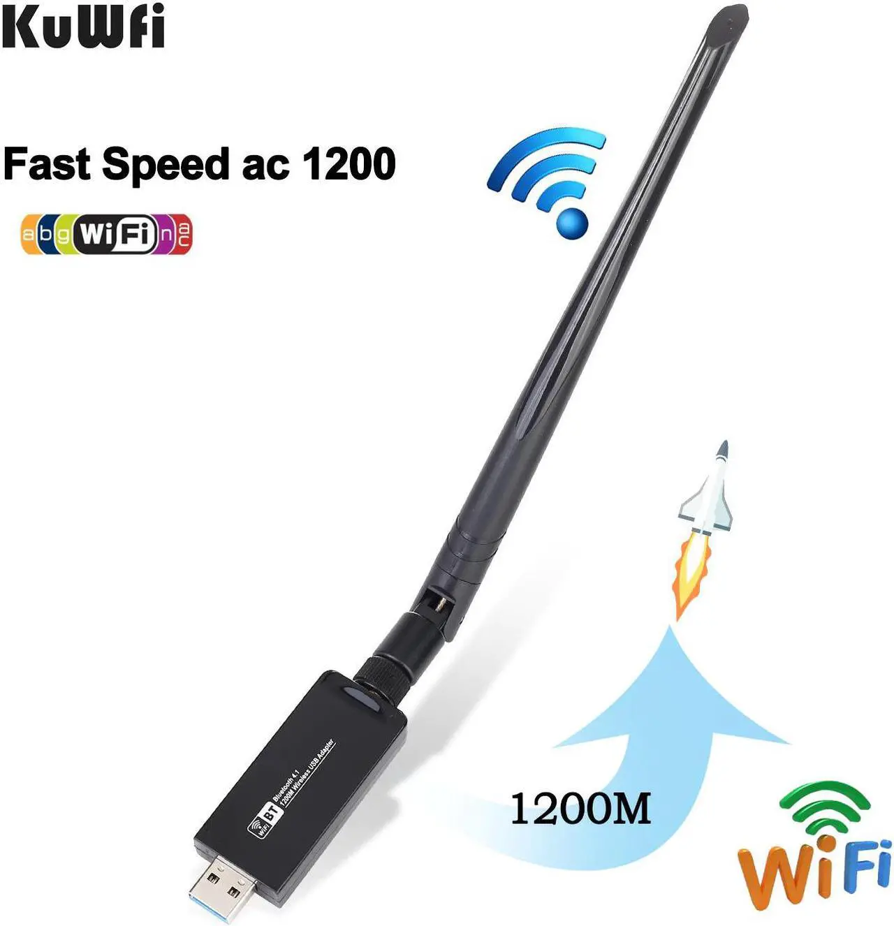 Alt view image 5 of 5 - Wireless WiFi Bluetooth Adapter AC1200 USB 3.0 WiFi Dongle Dual Band 2.4G/5.8G Network Adapter & Bluetooth 4.1 Transmitter