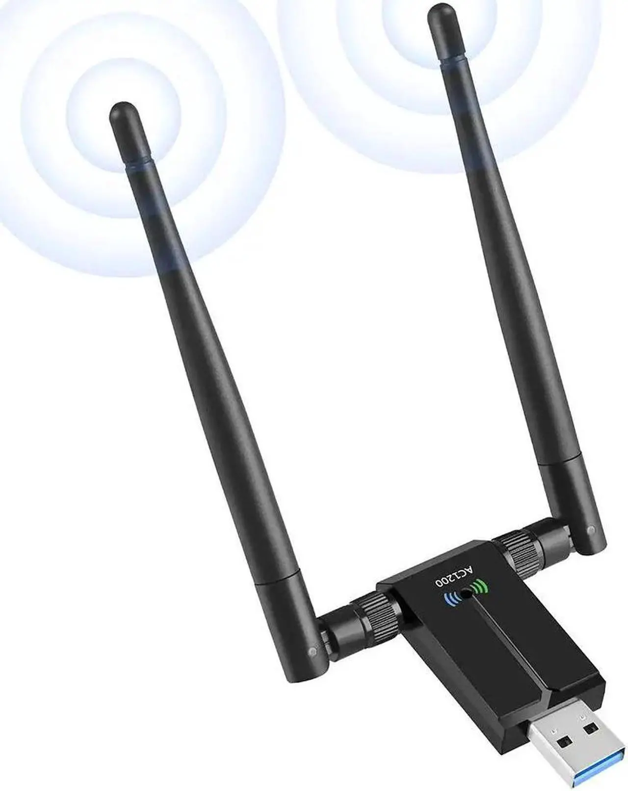 Alt view image 2 of 5 - USB WiFi Adapter  Network Card With Dual 5dBi Antennas 1200Mbps 2.4G/5.8G WiFi USB Computer Network Adapter