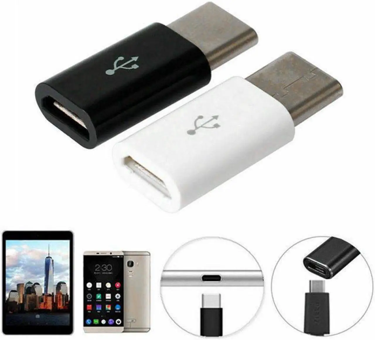 Alt view image 2 of 5 - 2Pcs Micro USB To Type C Adapter USB Female Type-C Connector Cable-Converters Otg Adapter For    Macbook